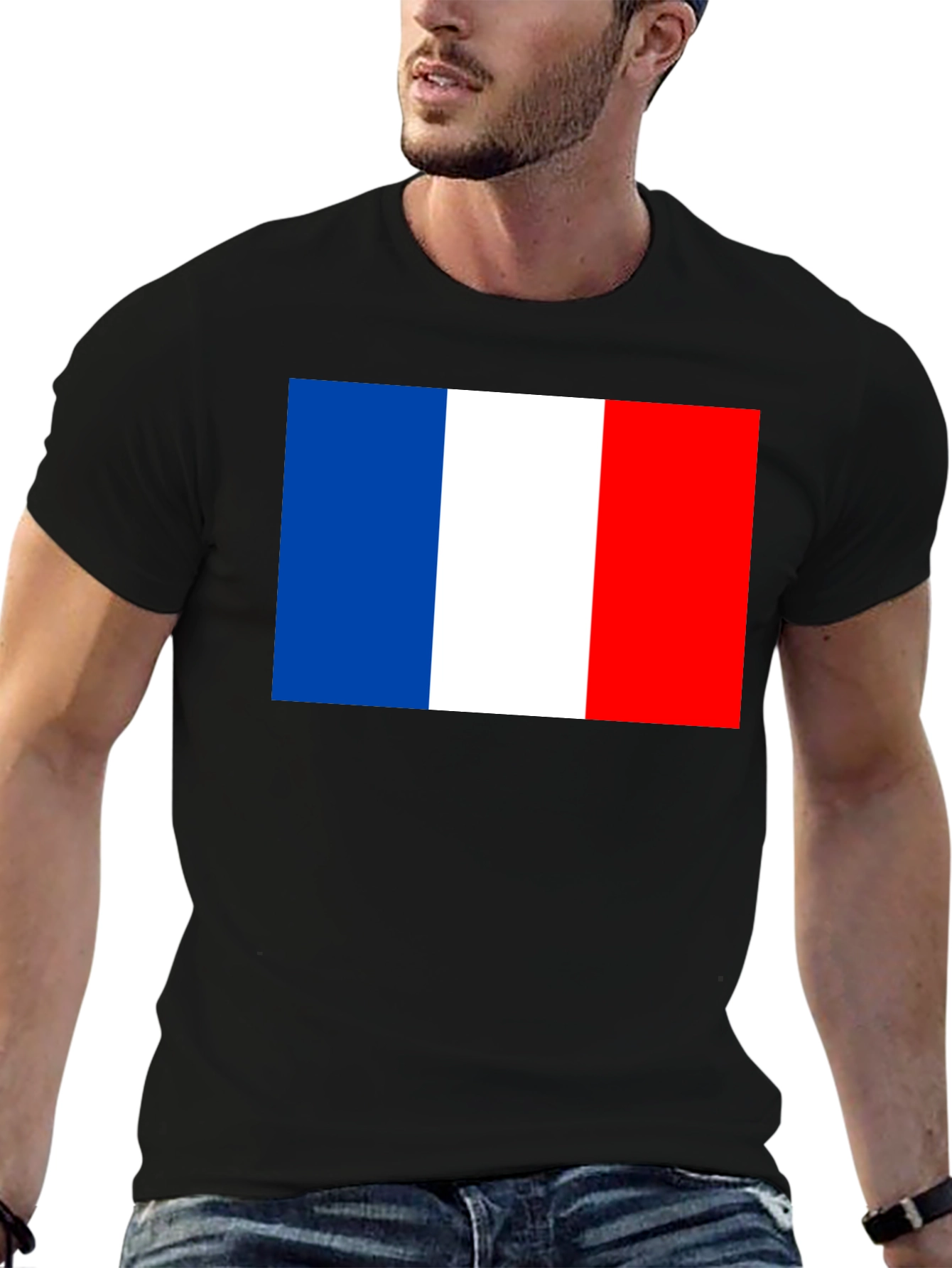 France Flag Graphic T-Shirt - Black Casual Tee