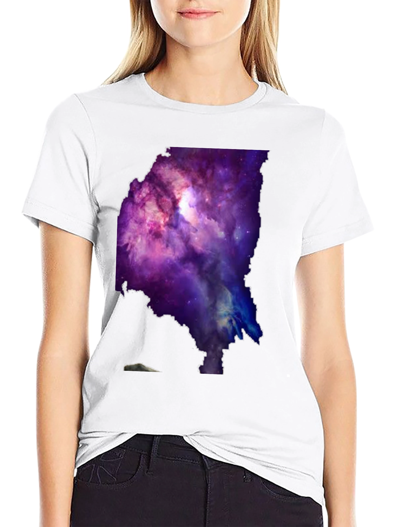Galaxy Maine Map Graphic Tee - Black Cotton T-Shirt