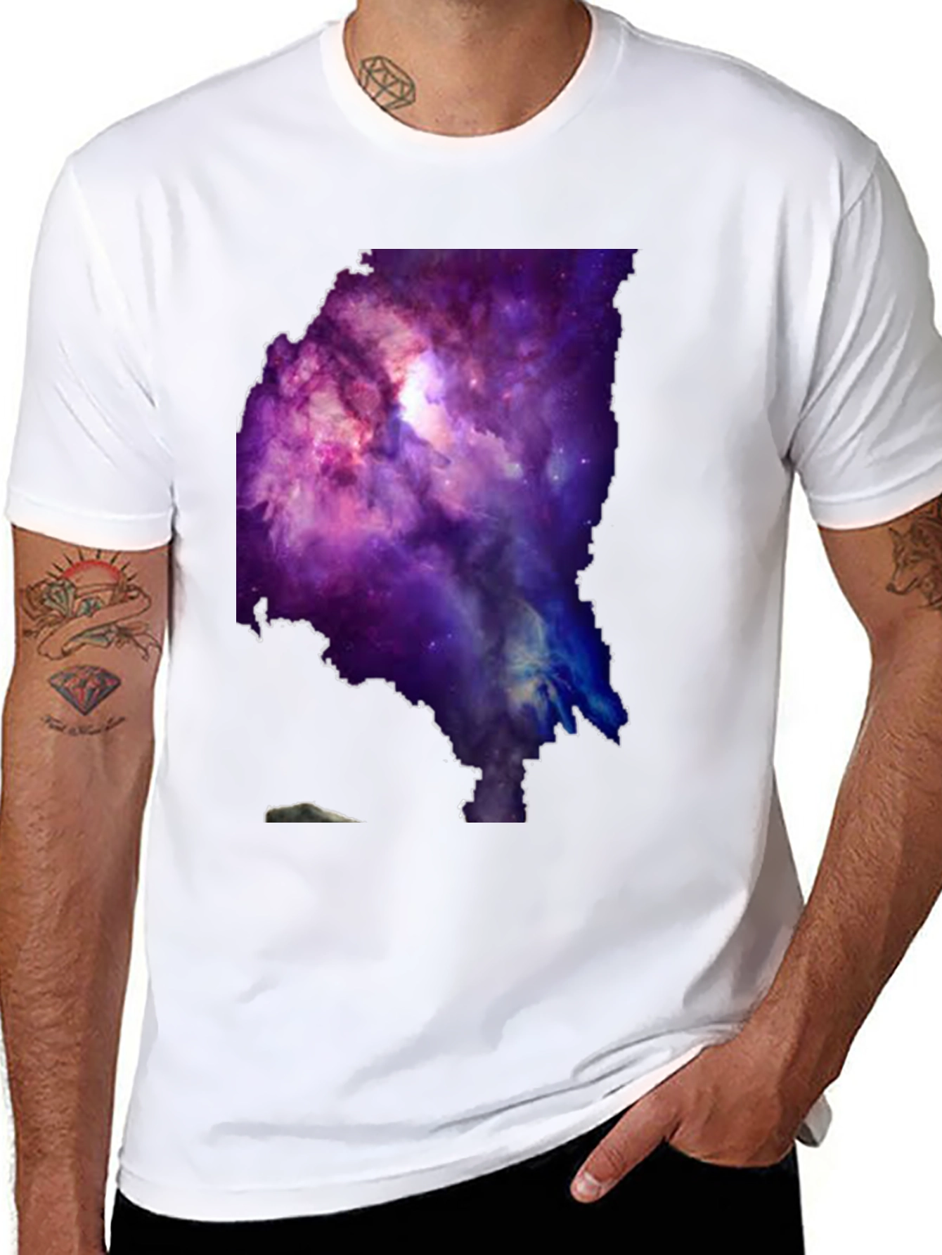 Galaxy Maine Map Graphic Tee - Black Cotton T-Shirt