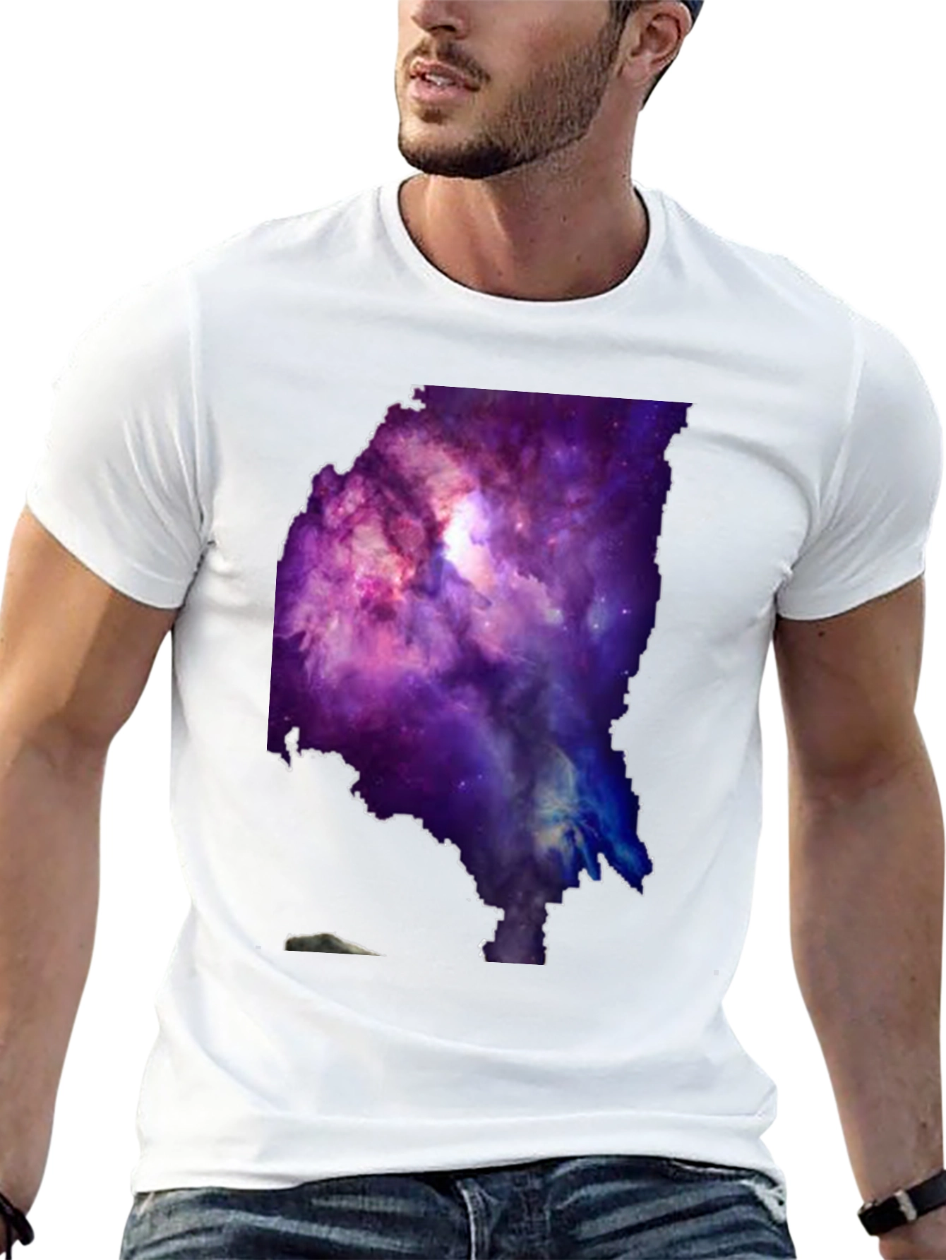 Galaxy Maine Map Graphic Tee - Black Cotton T-Shirt