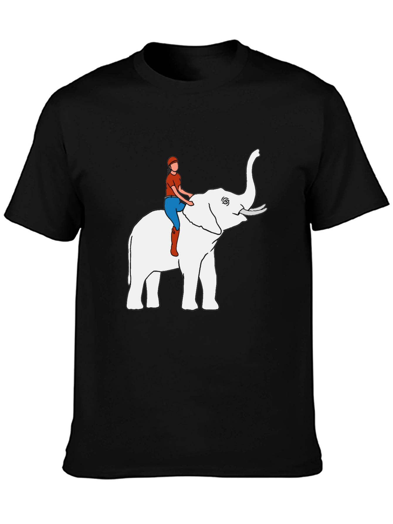 Elephant Rider Graphic Tee - Black Cotton Blend