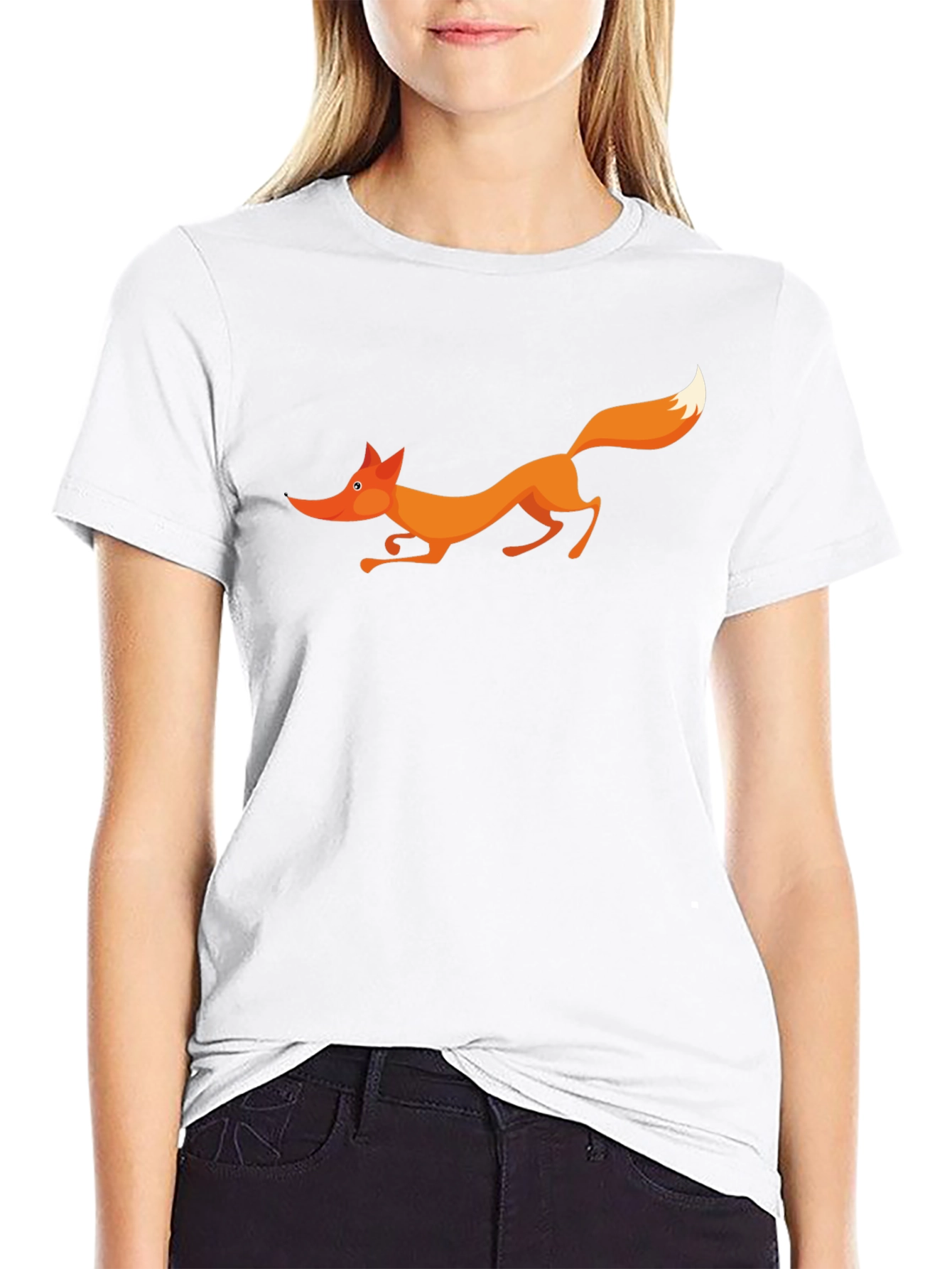 Fox Graphic Black T-Shirt - Cartoon Animal Tee