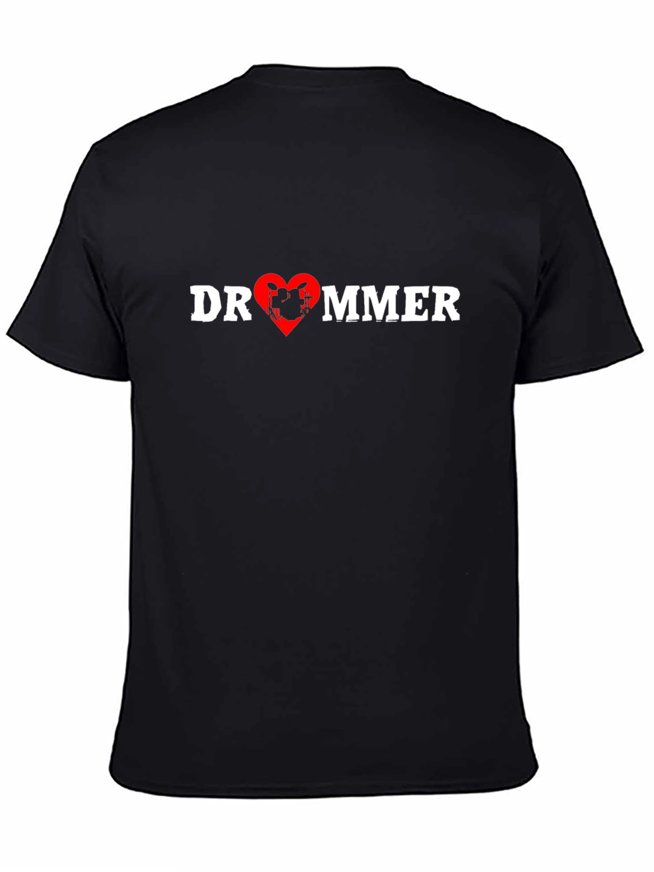 Drummer Love Heart T-Shirt - Black