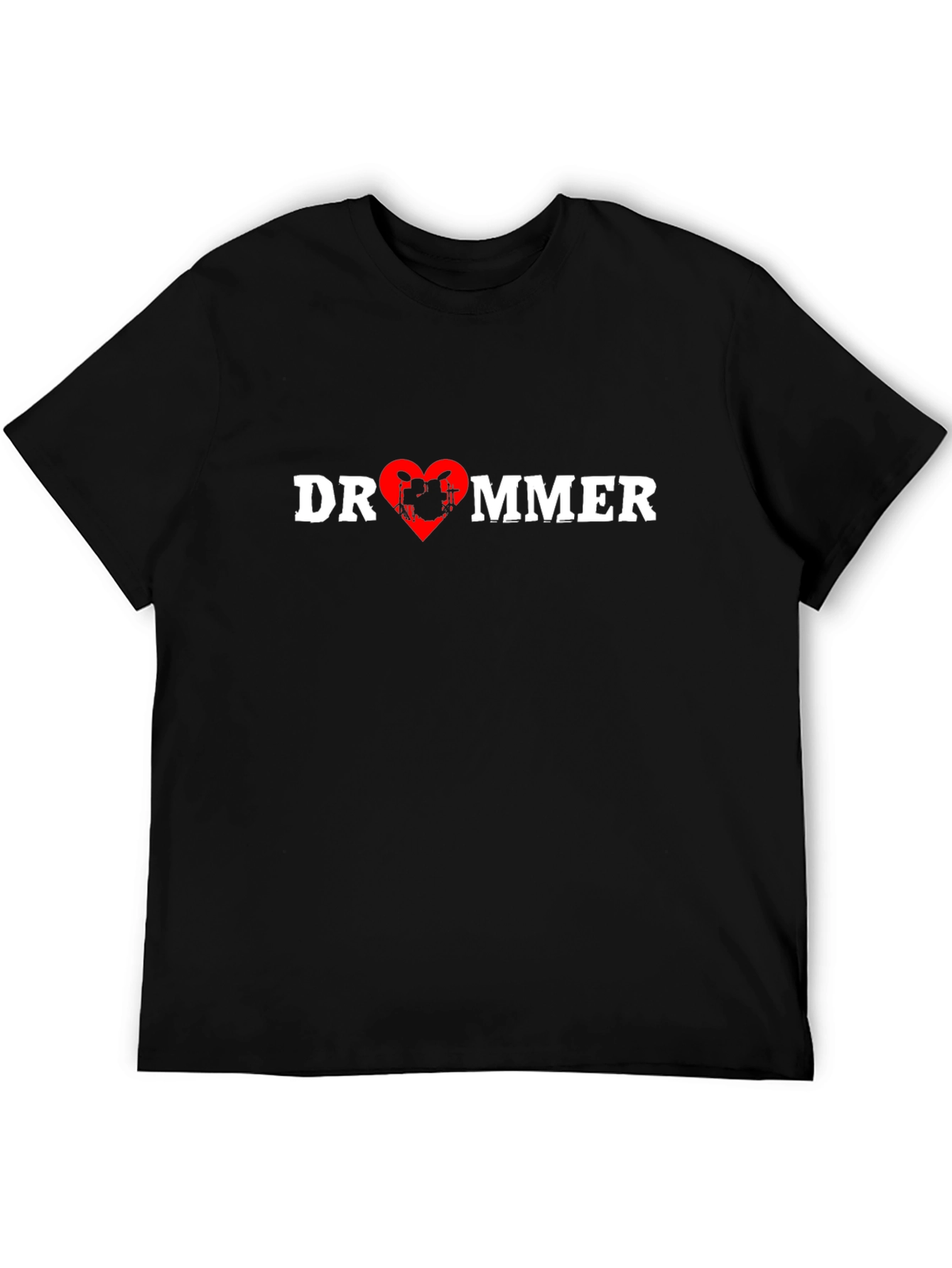 Drummer Love Heart T-Shirt - Black