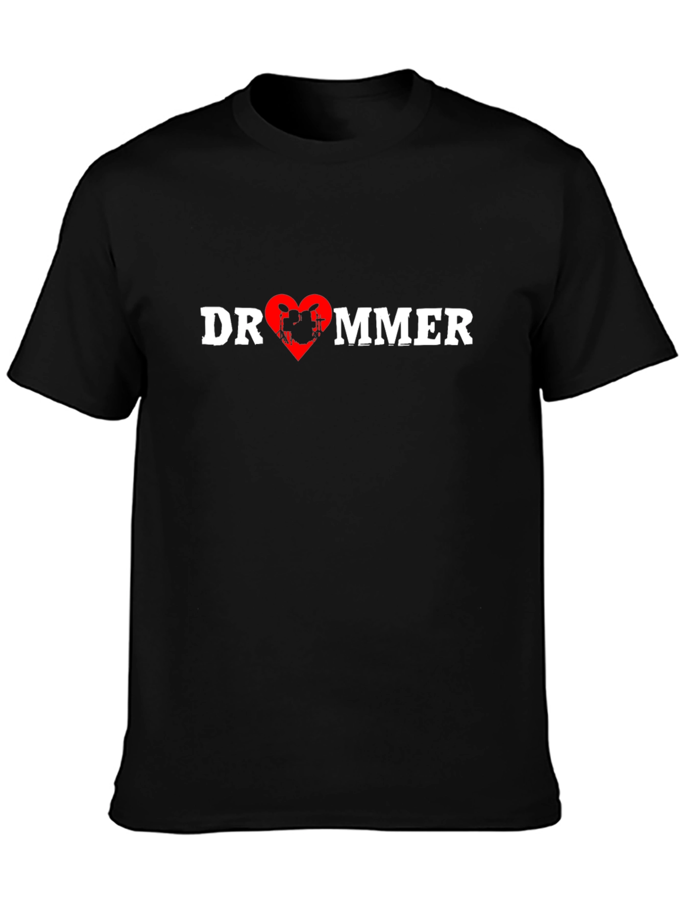 Drummer Love Heart T-Shirt - Black