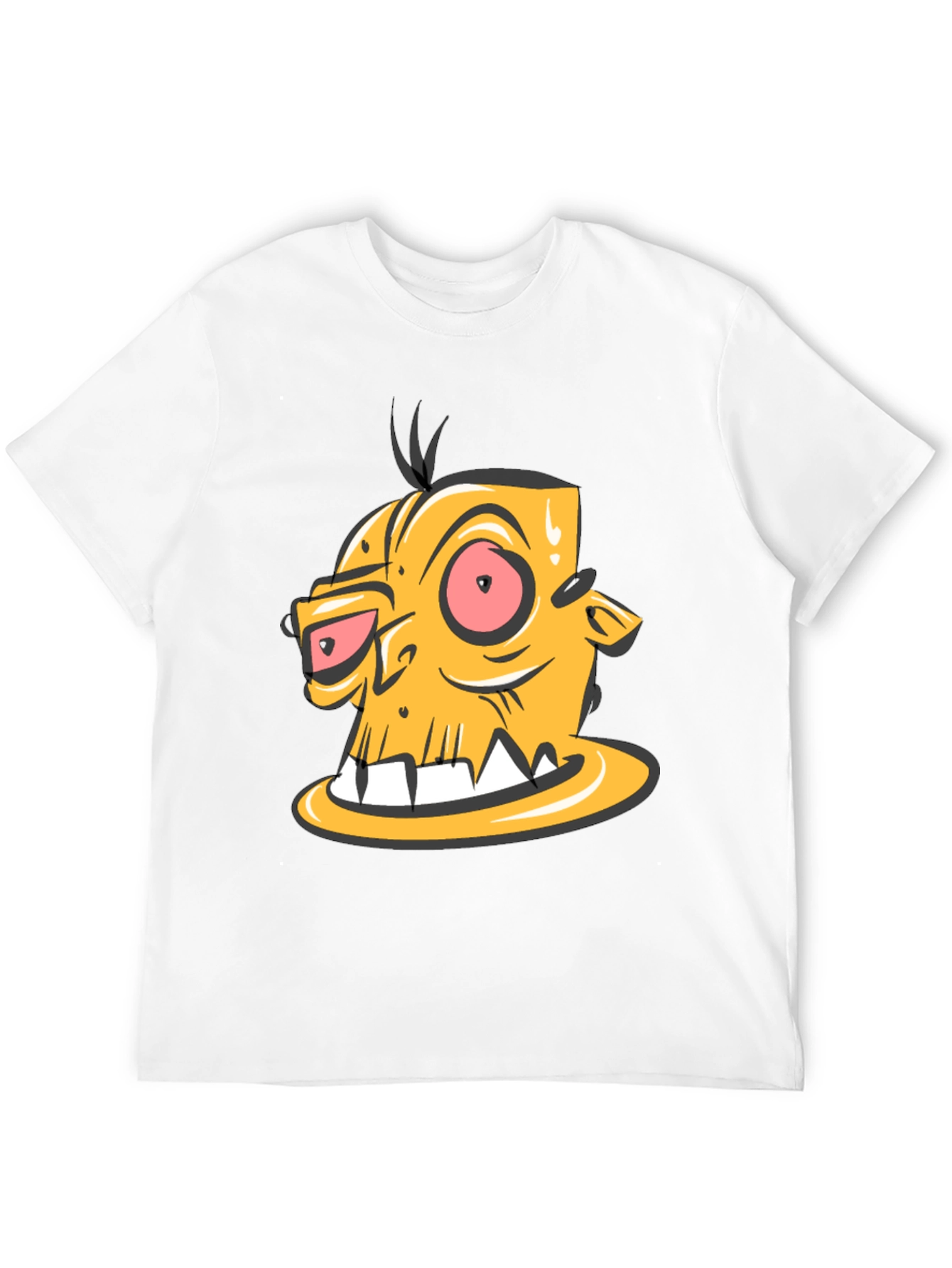 Cartoon Zombie Head Graphic Black T-Shirt
