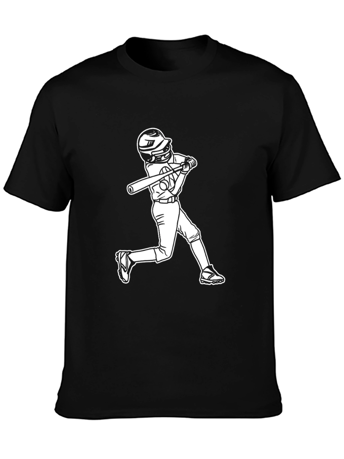 Baseball Hitter Graphic Tee - Black Cotton Blend