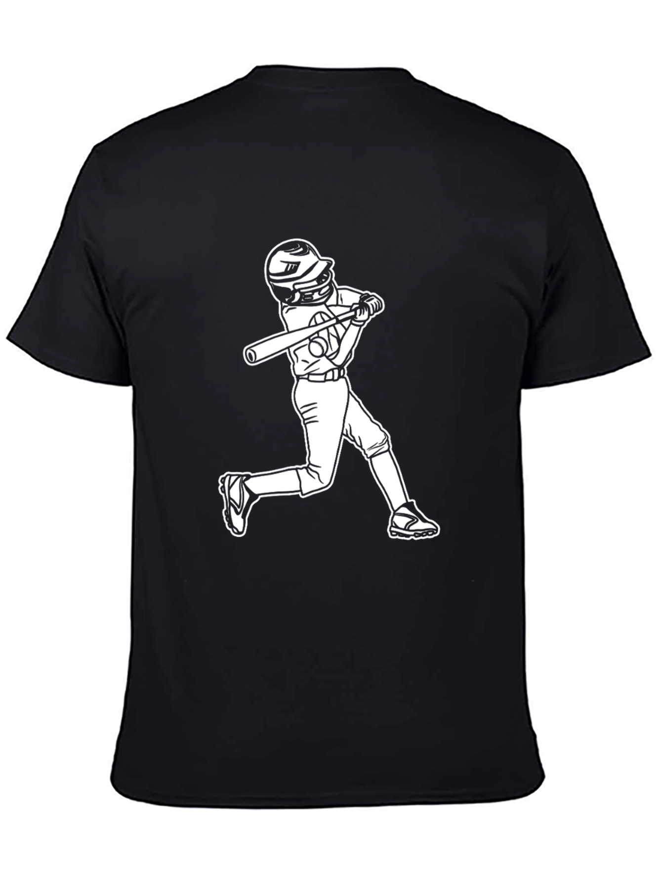 Baseball Hitter Graphic Tee - Black Cotton Blend