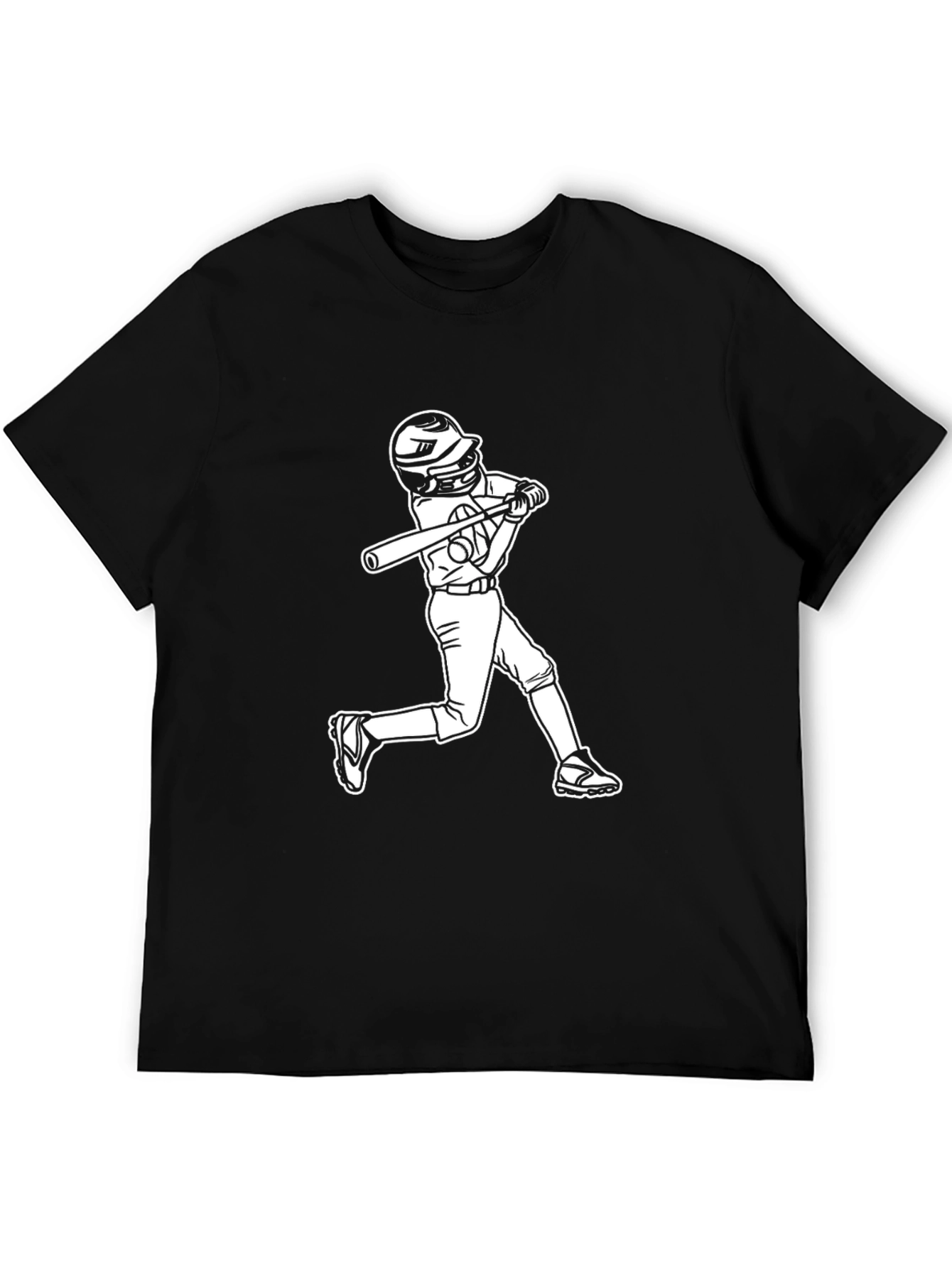 Baseball Hitter Graphic Tee - Black Cotton Blend
