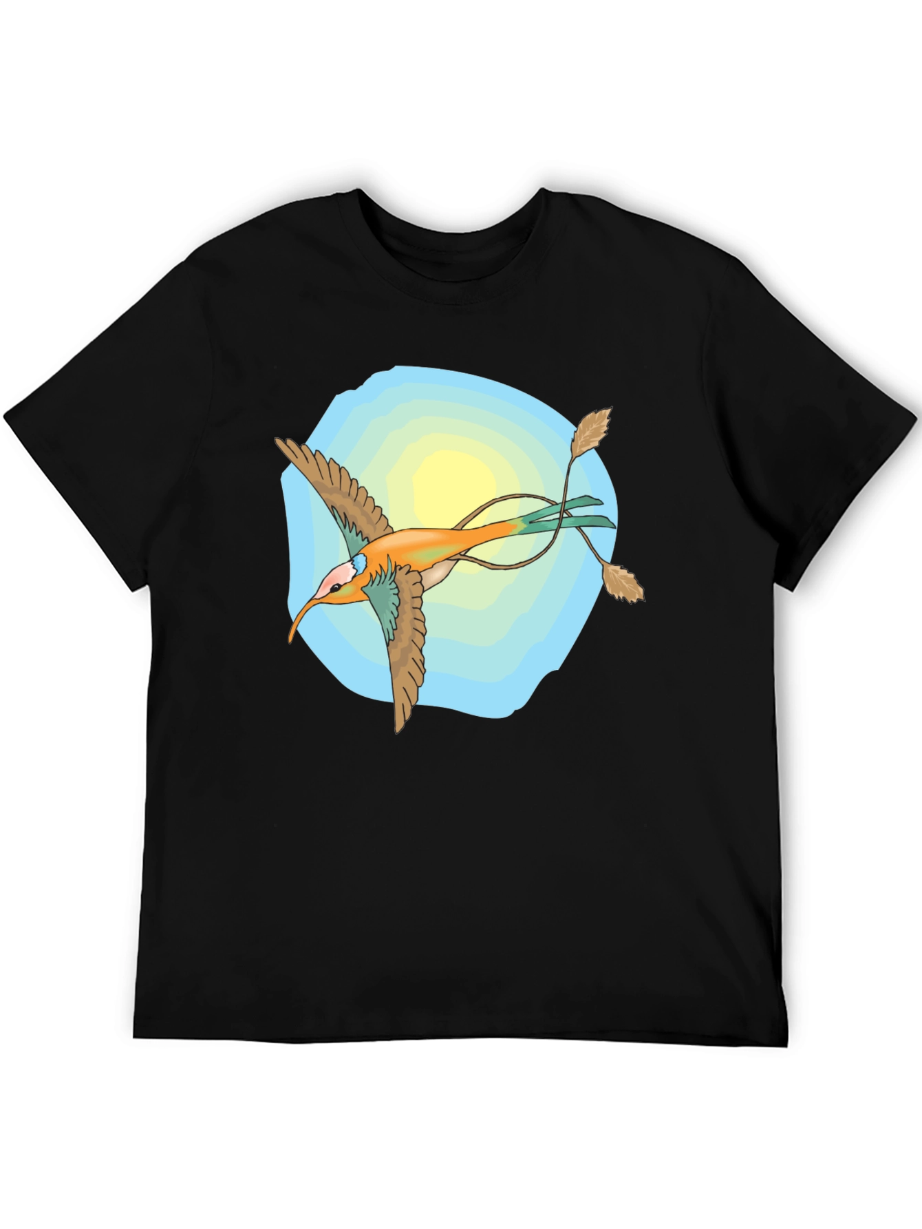 Unique Bird Graphic Black T-Shirt