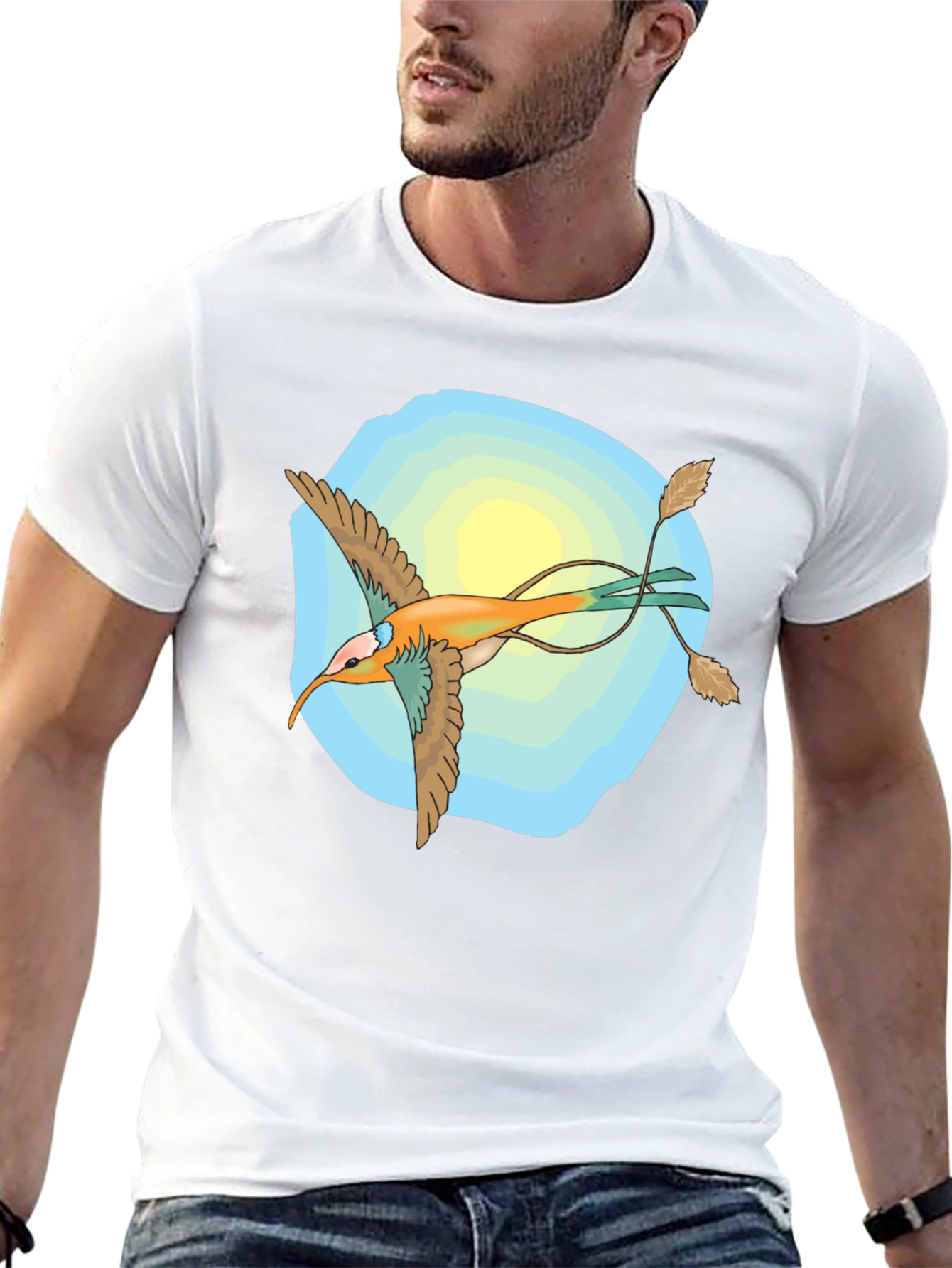 Unique Bird Graphic Black T-Shirt