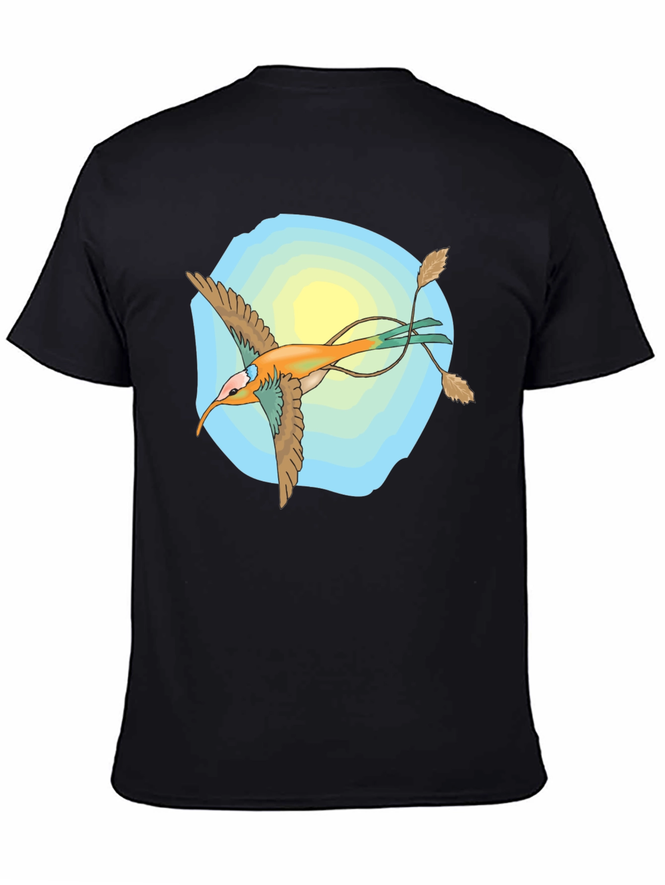 Unique Bird Graphic Black T-Shirt