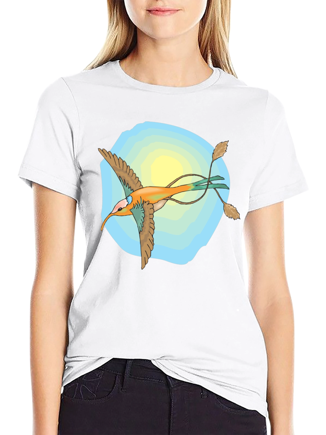 Unique Bird Graphic Black T-Shirt