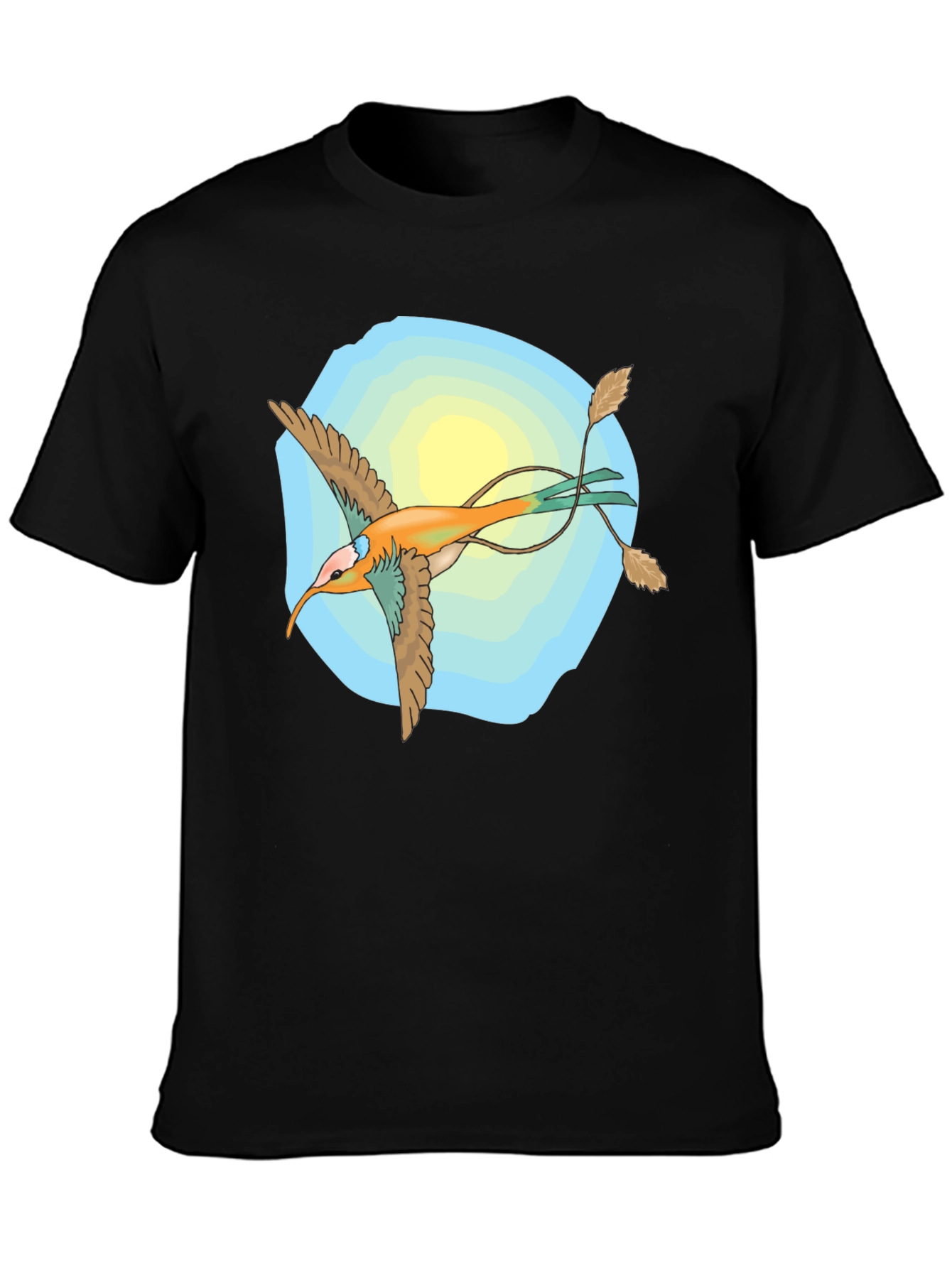 Unique Bird Graphic Black T-Shirt