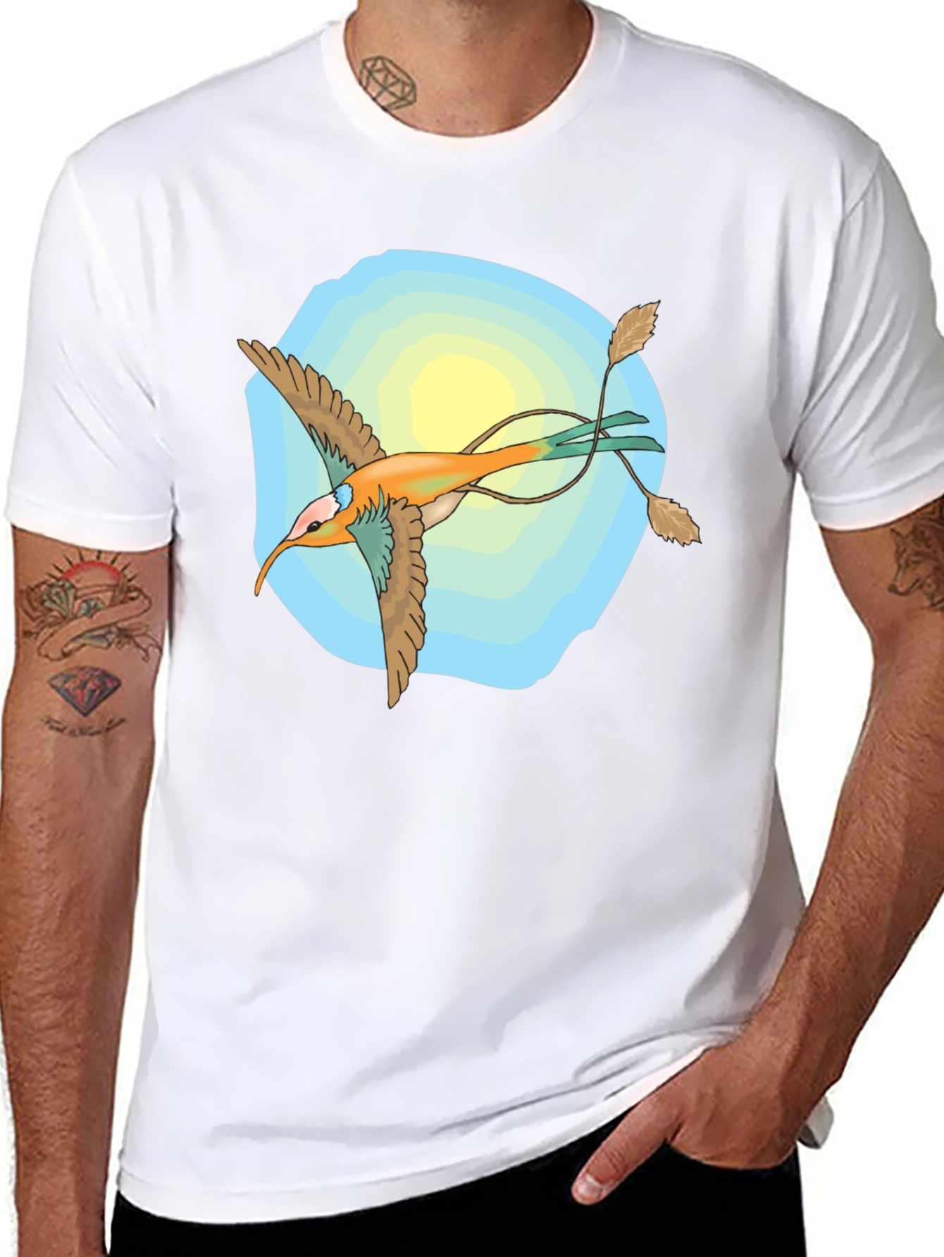 Unique Bird Graphic Black T-Shirt