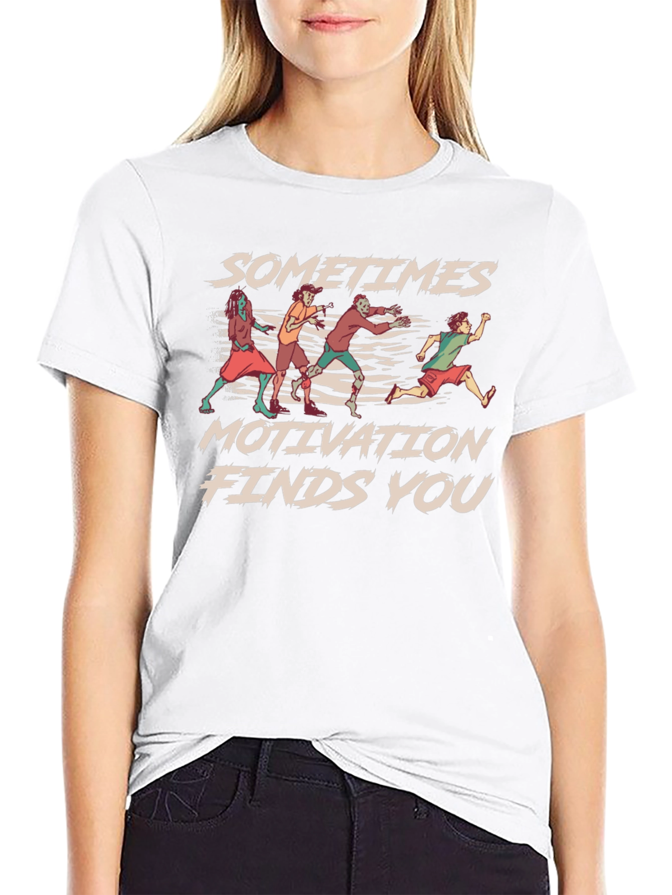 Sometimes Motivation Finds You Black T-Shirt
