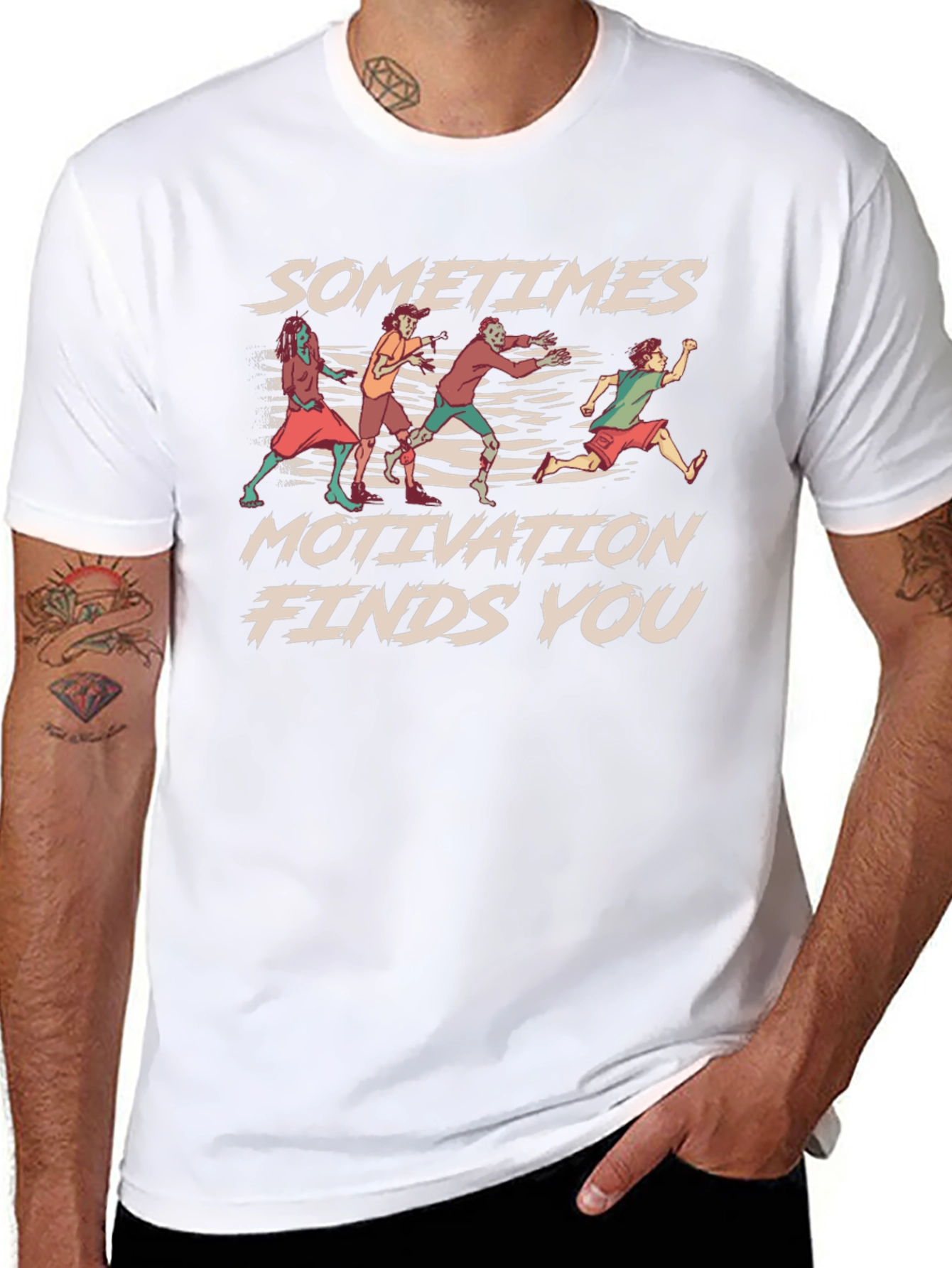 Sometimes Motivation Finds You Black T-Shirt