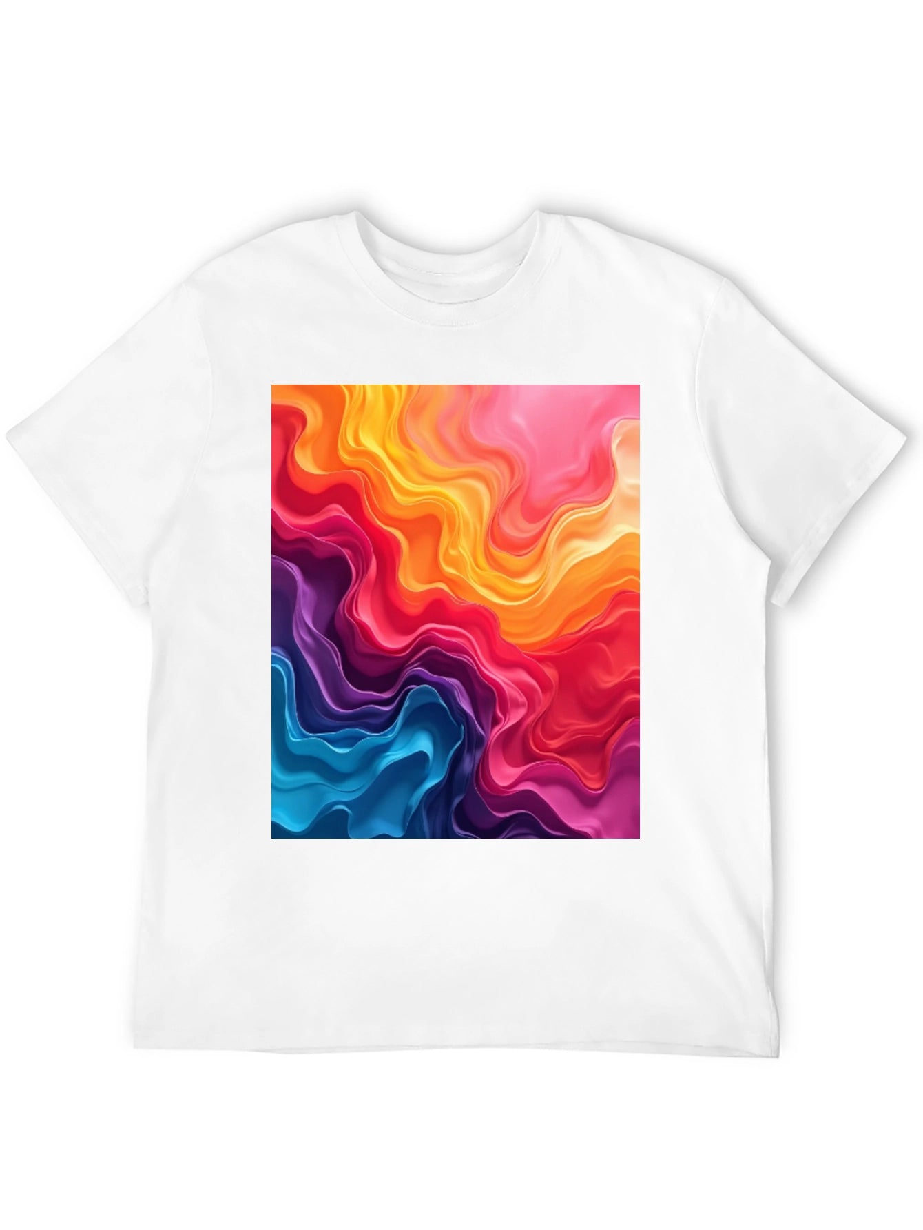 Vibrant Abstract Swirls Graphic Black T-Shirt