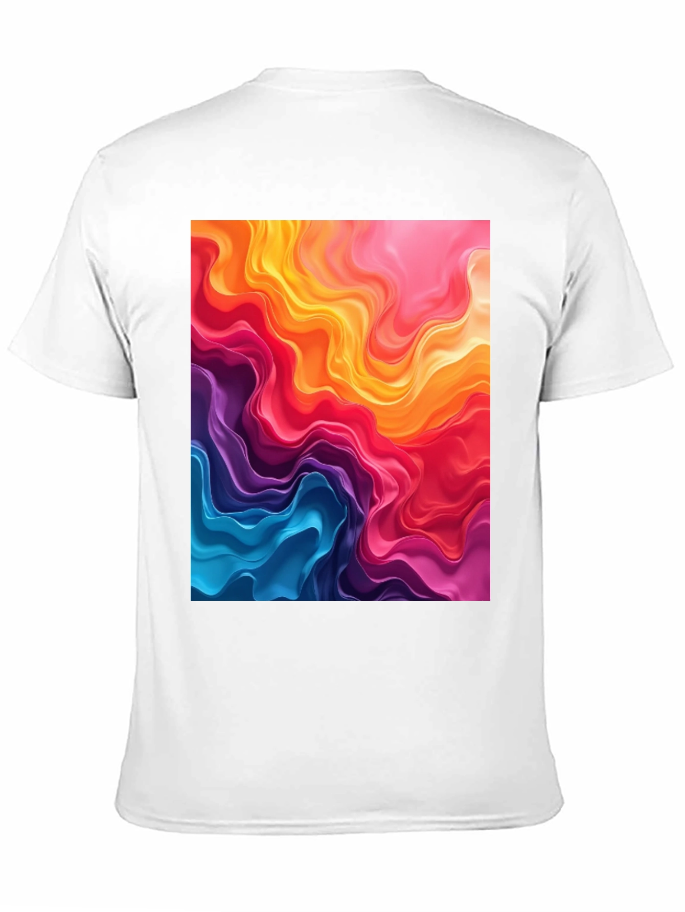 Vibrant Abstract Swirls Graphic Black T-Shirt