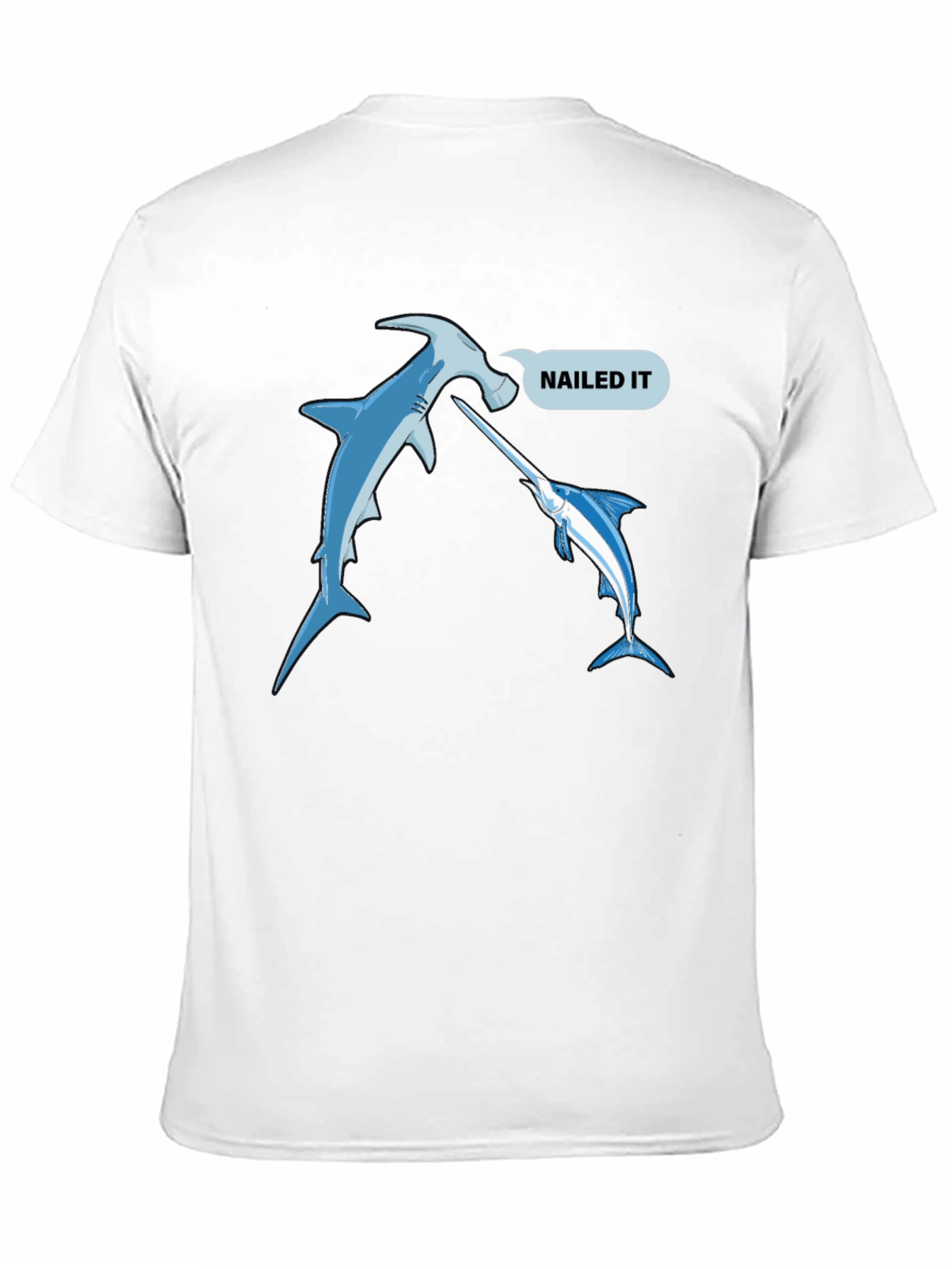 Nailed It Funny Hammerhead Shark & Marlin Black T-Shirt
