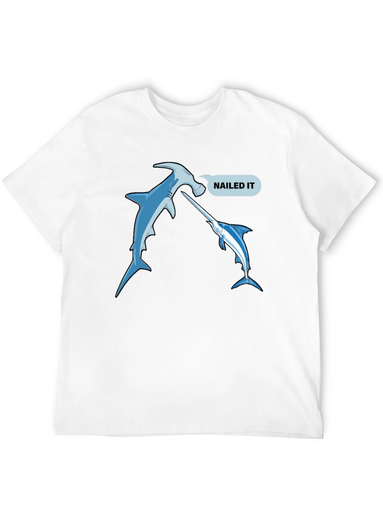 Nailed It Funny Hammerhead Shark & Marlin Black T-Shirt