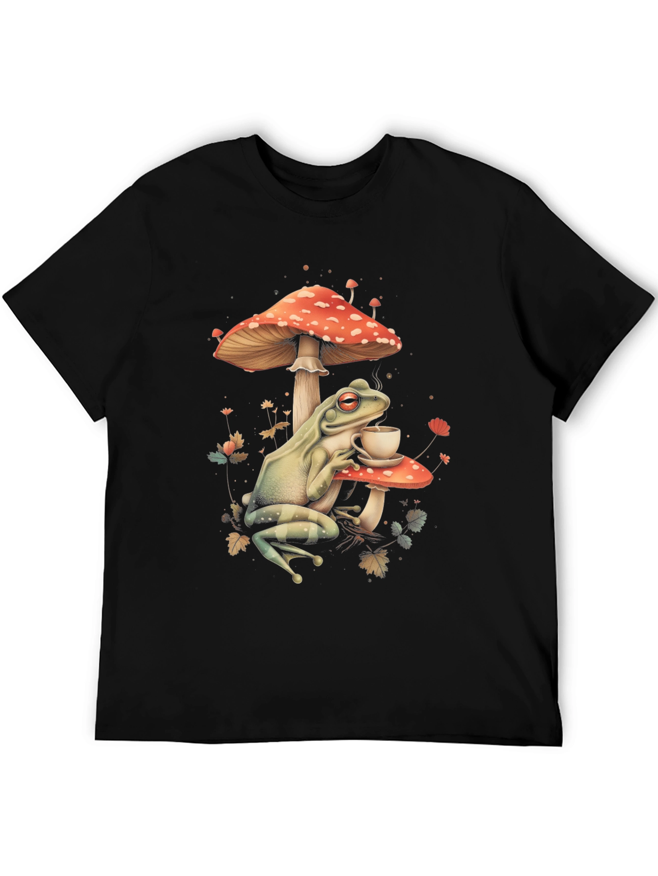 Frog Sipping Tea on Mushroom T-Shirt