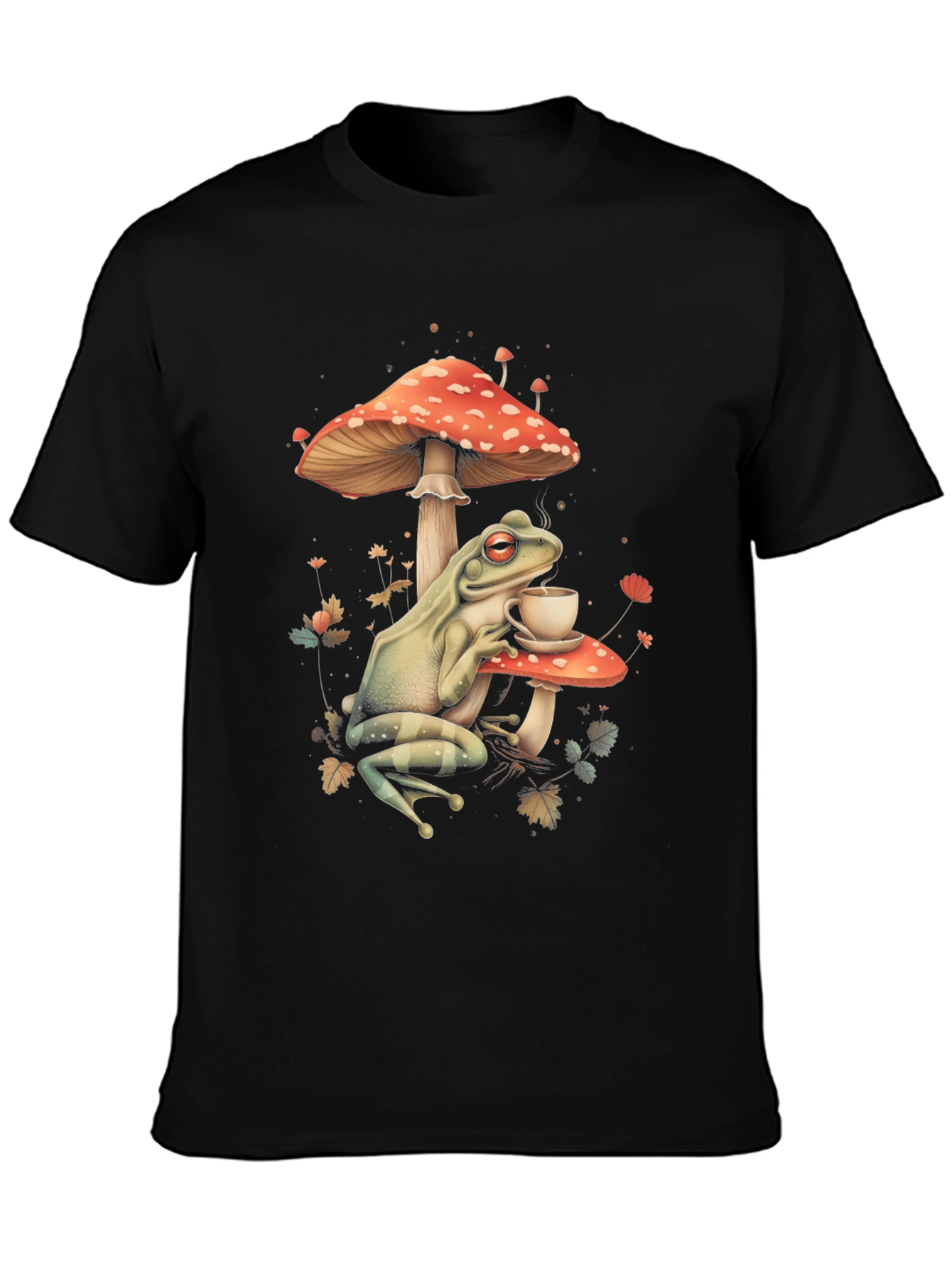 Frog Sipping Tea on Mushroom T-Shirt