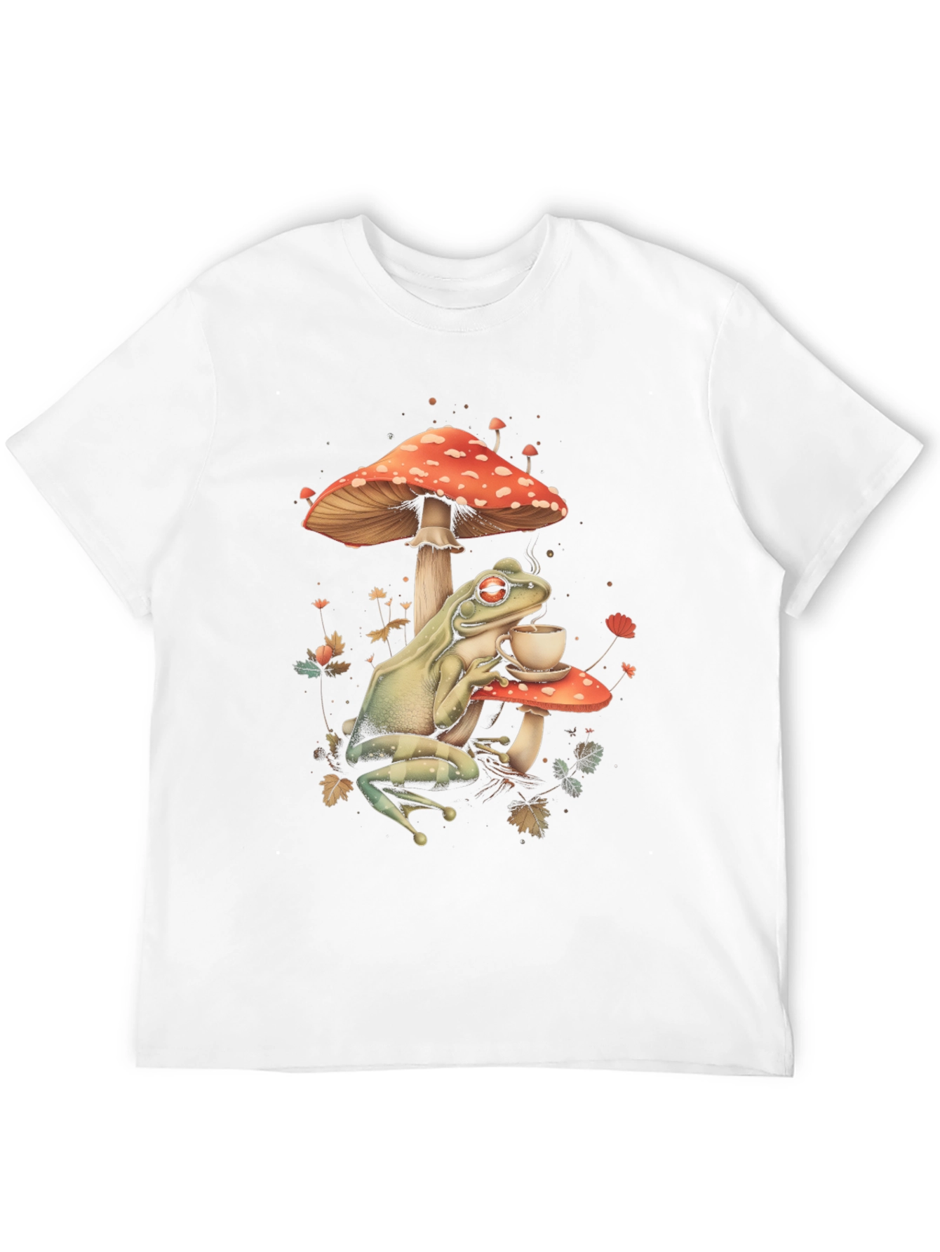 Frog Sipping Tea on Mushroom T-Shirt