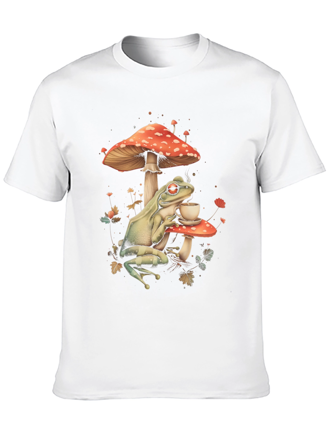 Frog Sipping Tea on Mushroom T-Shirt