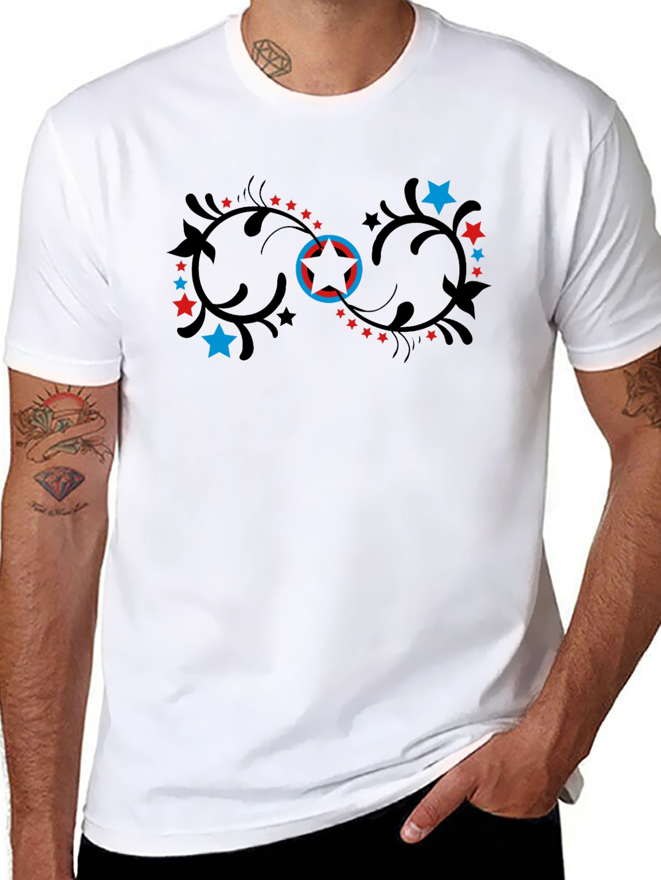 Stylish Black T-Shirt with Infinity Star Design