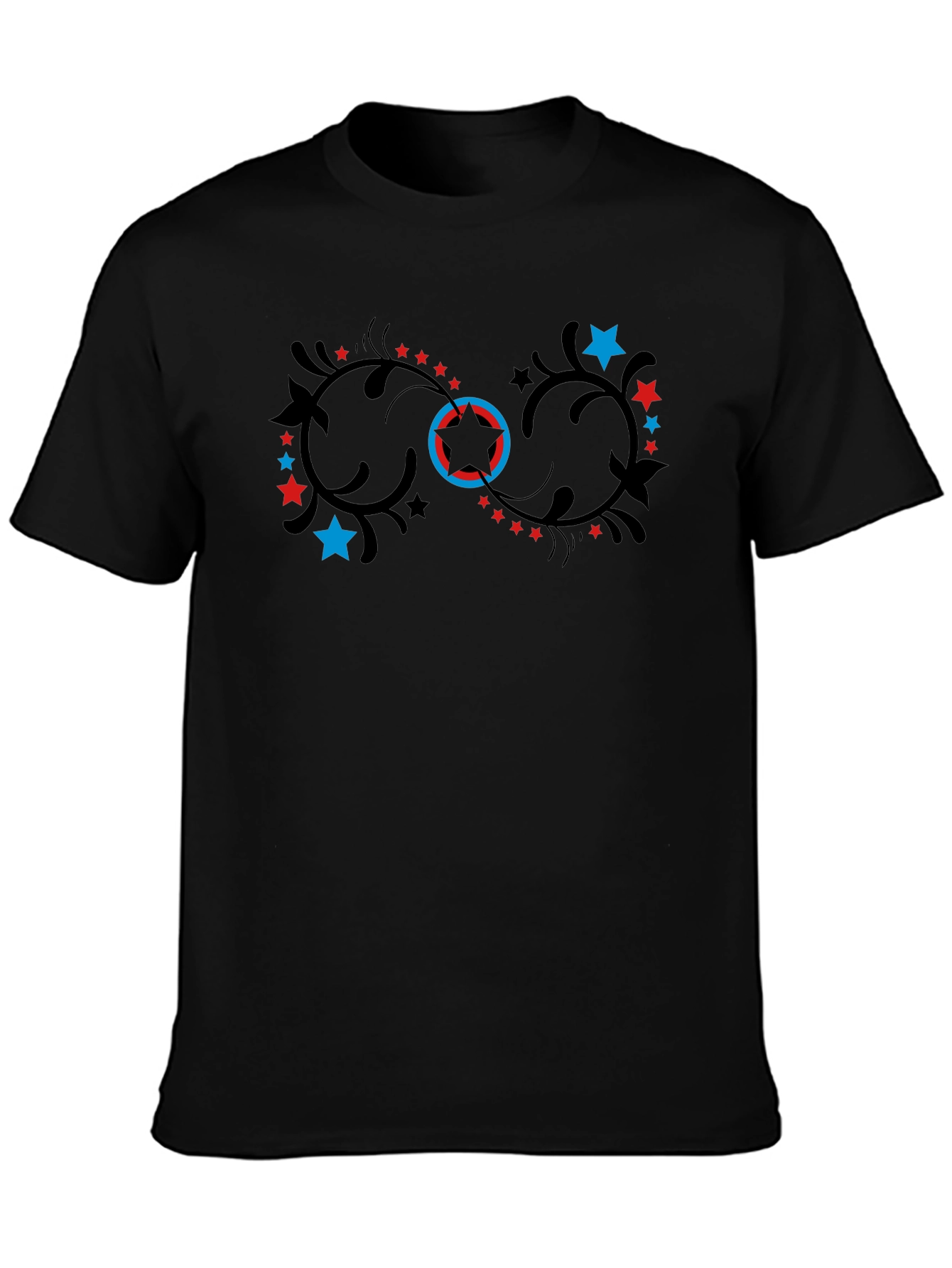 Stylish Black T-Shirt with Infinity Star Design
