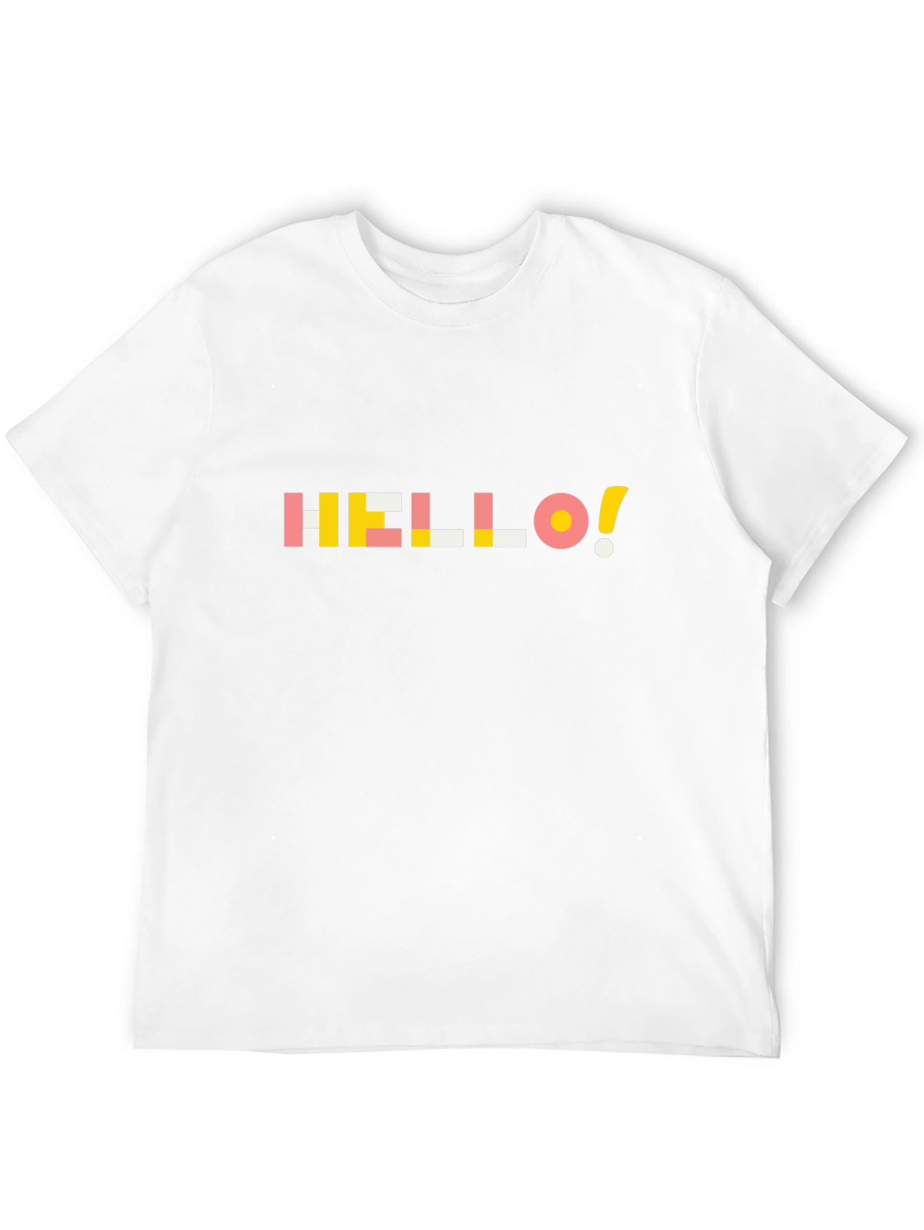 Geometric Hello Graphic Tee - Soft Black Cotton