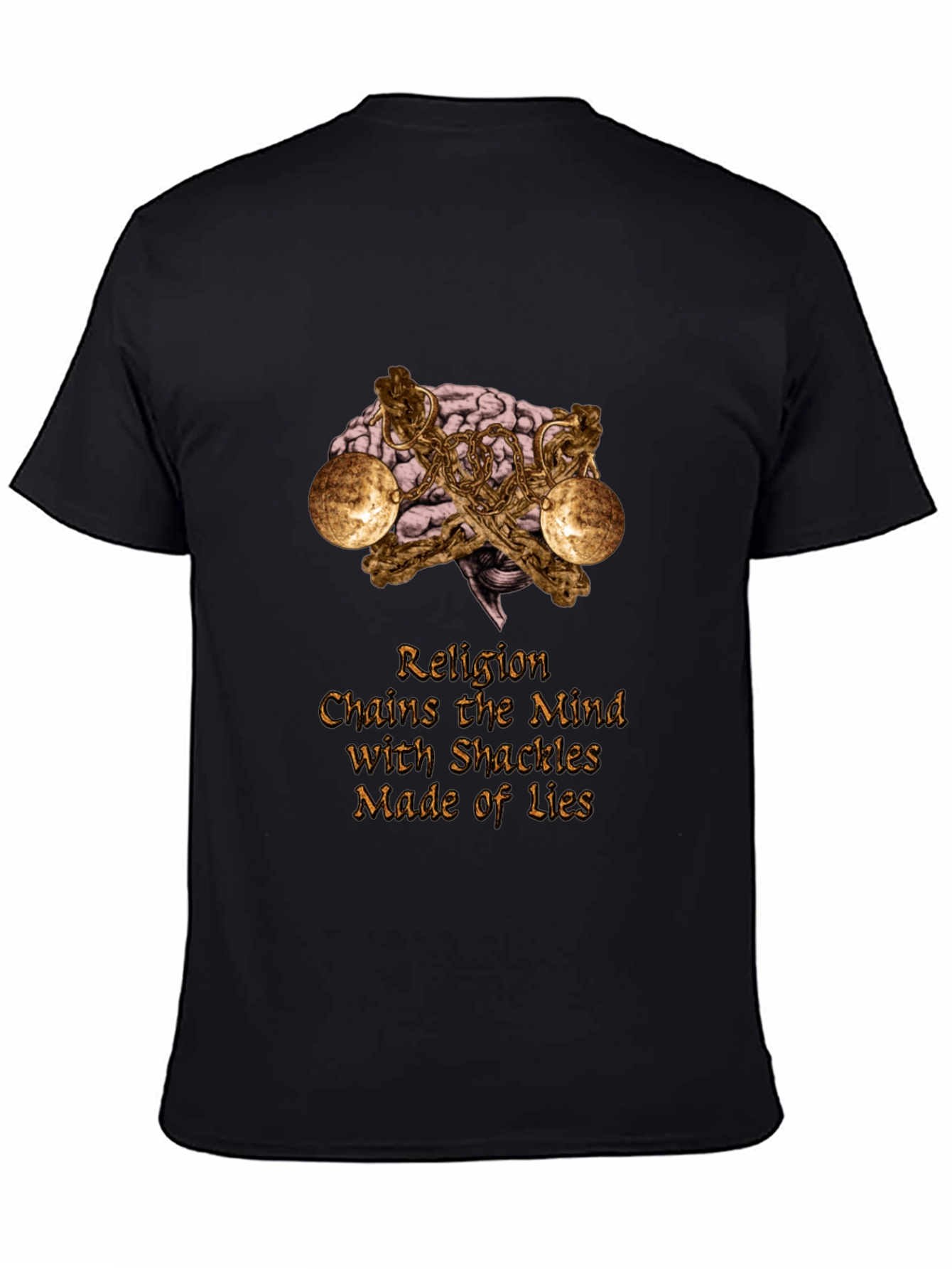 Religion Chains Mind T-Shirt Atheist Brain Shackles Graphic Tee