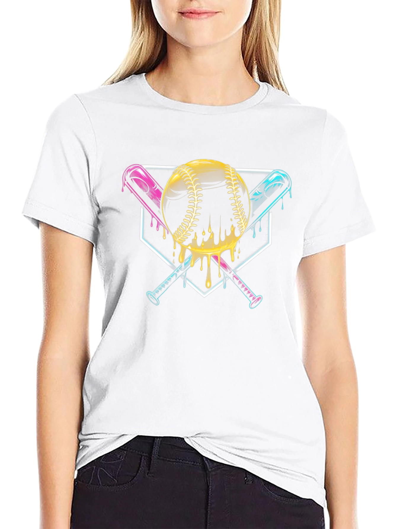 Dripping Baseball Bats Graphic Tee - Black