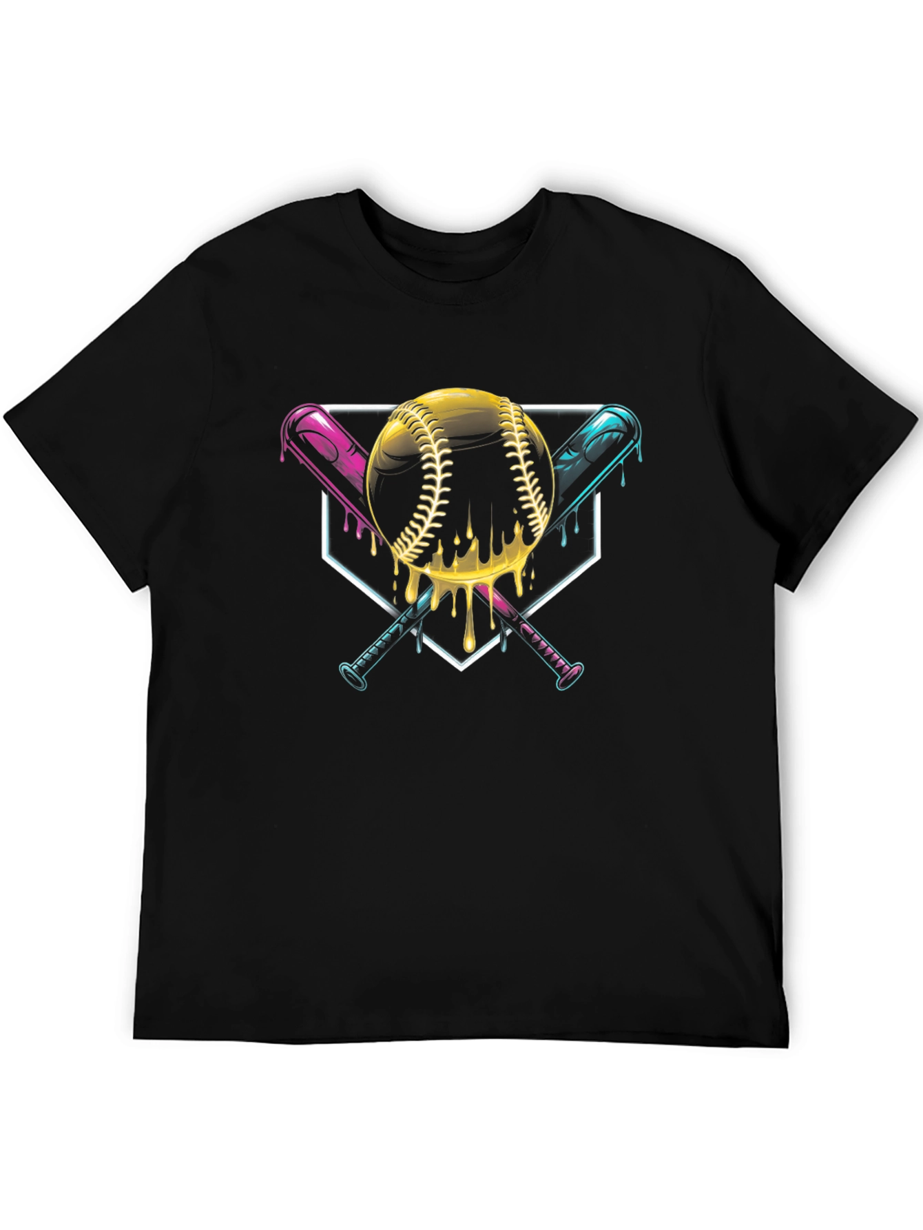 Dripping Baseball Bats Graphic Tee - Black