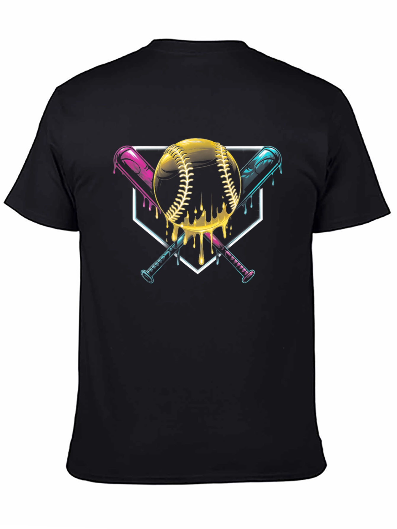 Dripping Baseball Bats Graphic Tee - Black
