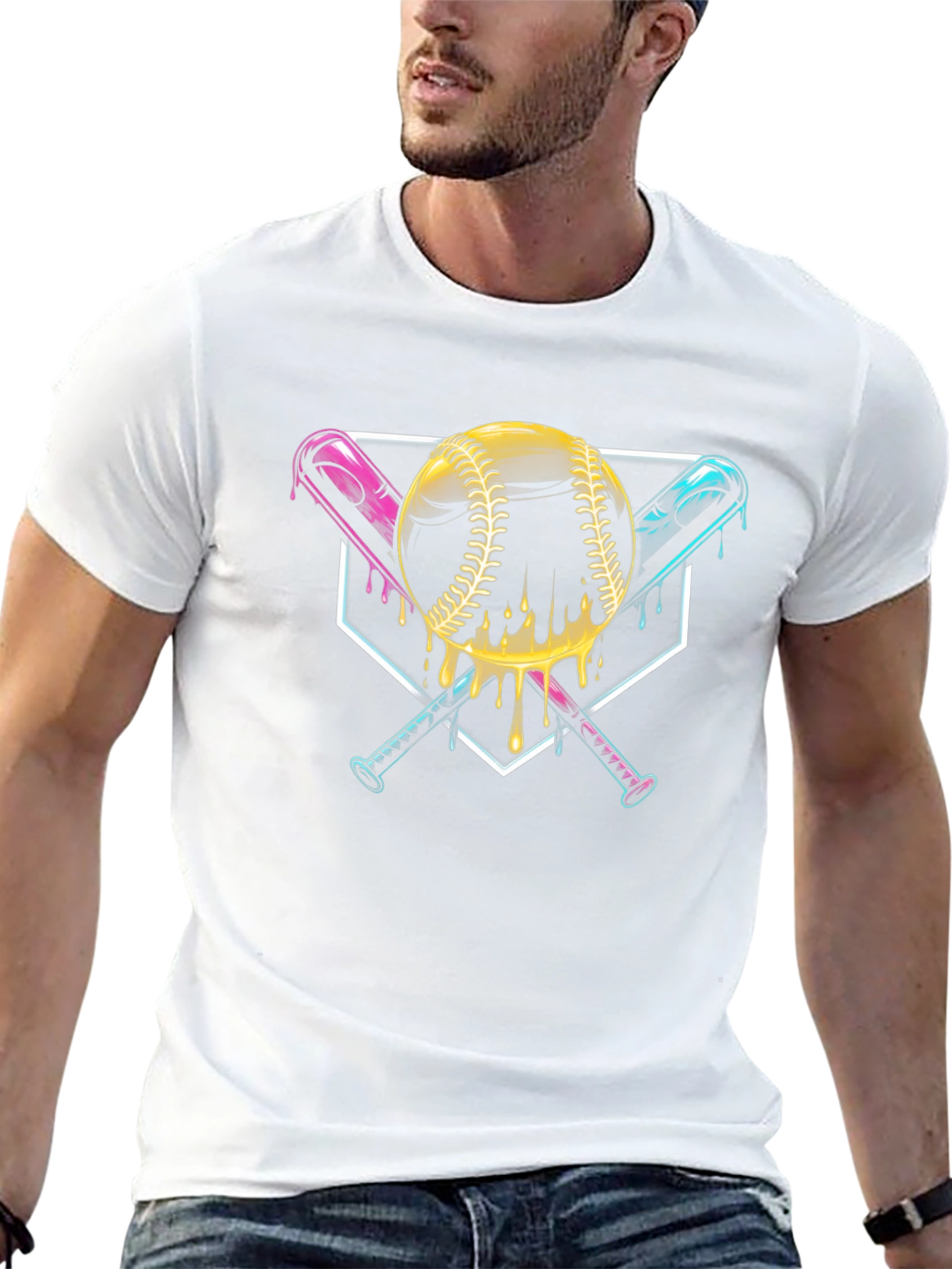 Dripping Baseball Bats Graphic Tee - Black