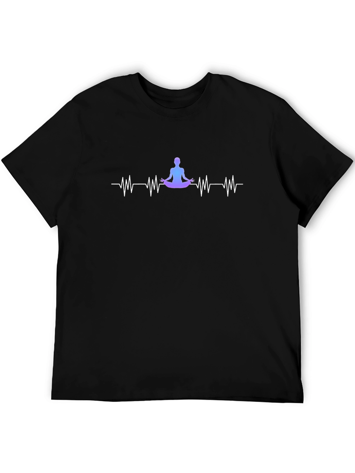 Yoga Heartbeat Black T-Shirt - Meditation Design