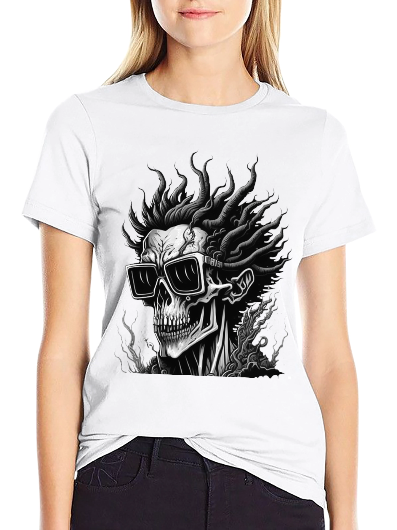 Skull & Shades Graphic Black T-Shirt