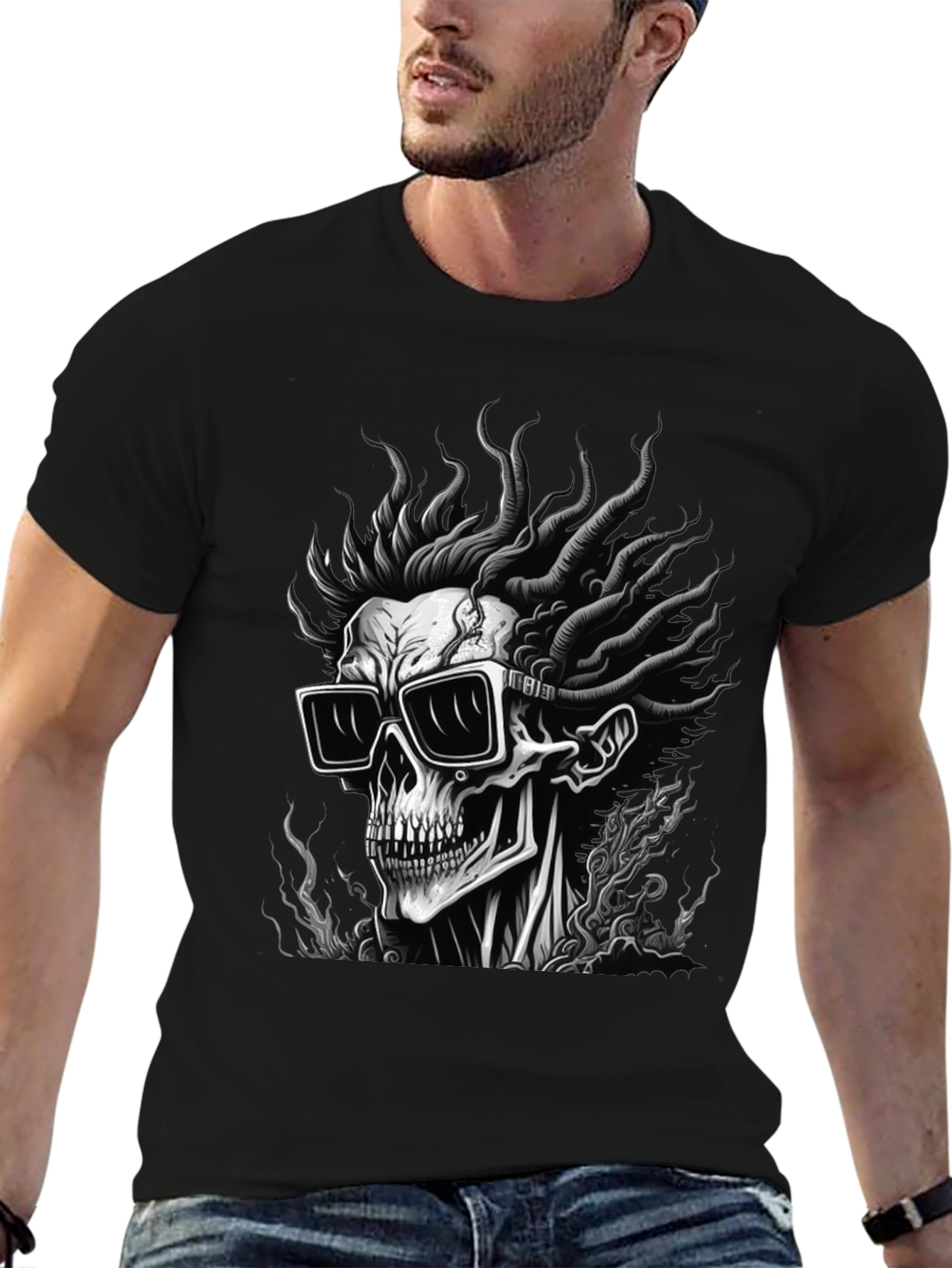 Skull & Shades Graphic Black T-Shirt