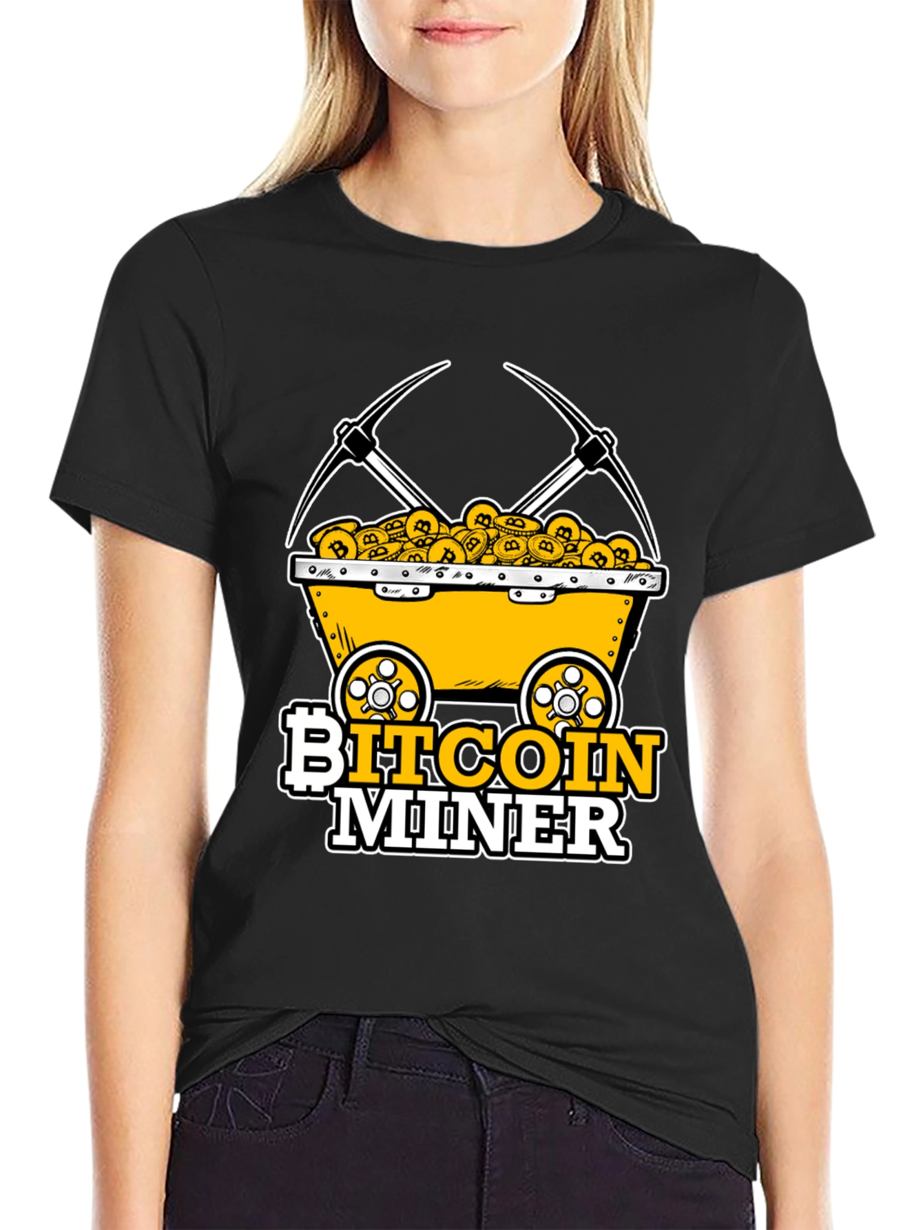 Bitcoin Miner T-Shirt - Crypto Mining Cart Design