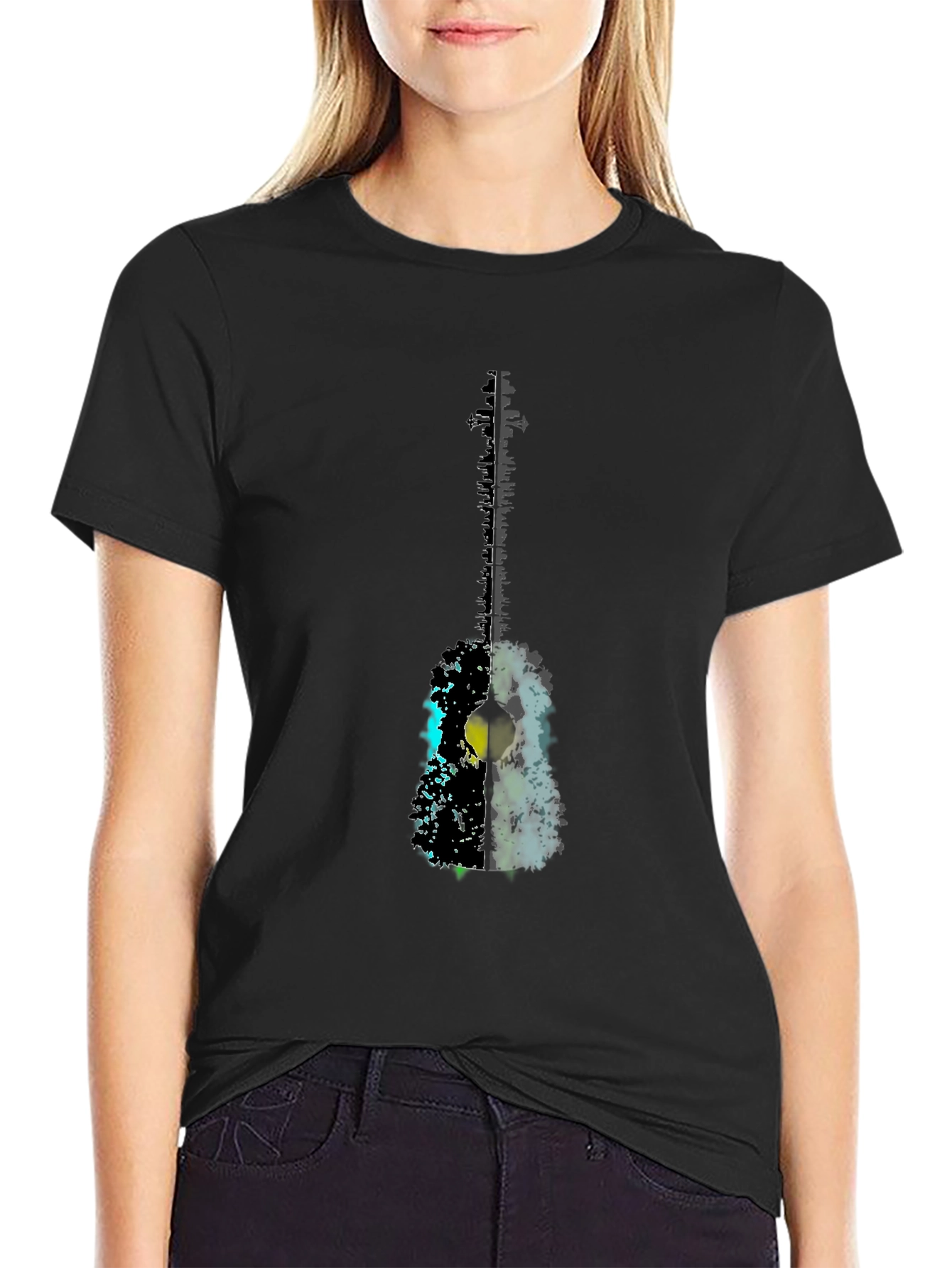 Guitar Graphic Black T-Shirt