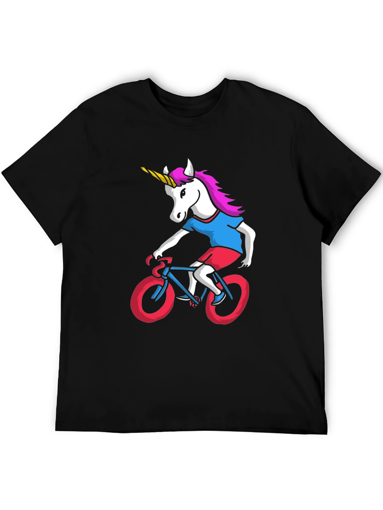 Unicorn Riding Bike Graphic Tee