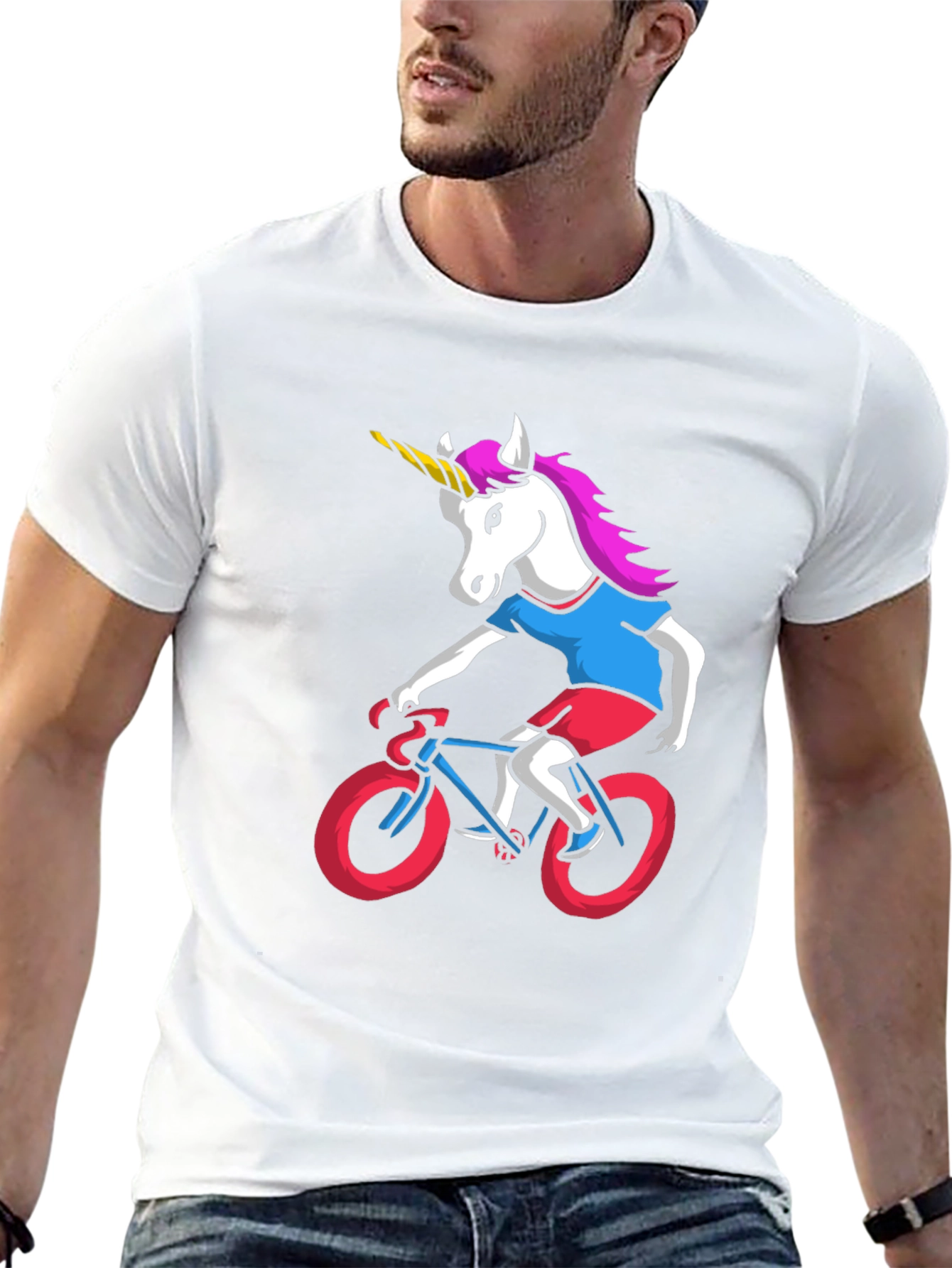 Unicorn Riding Bike Graphic Tee