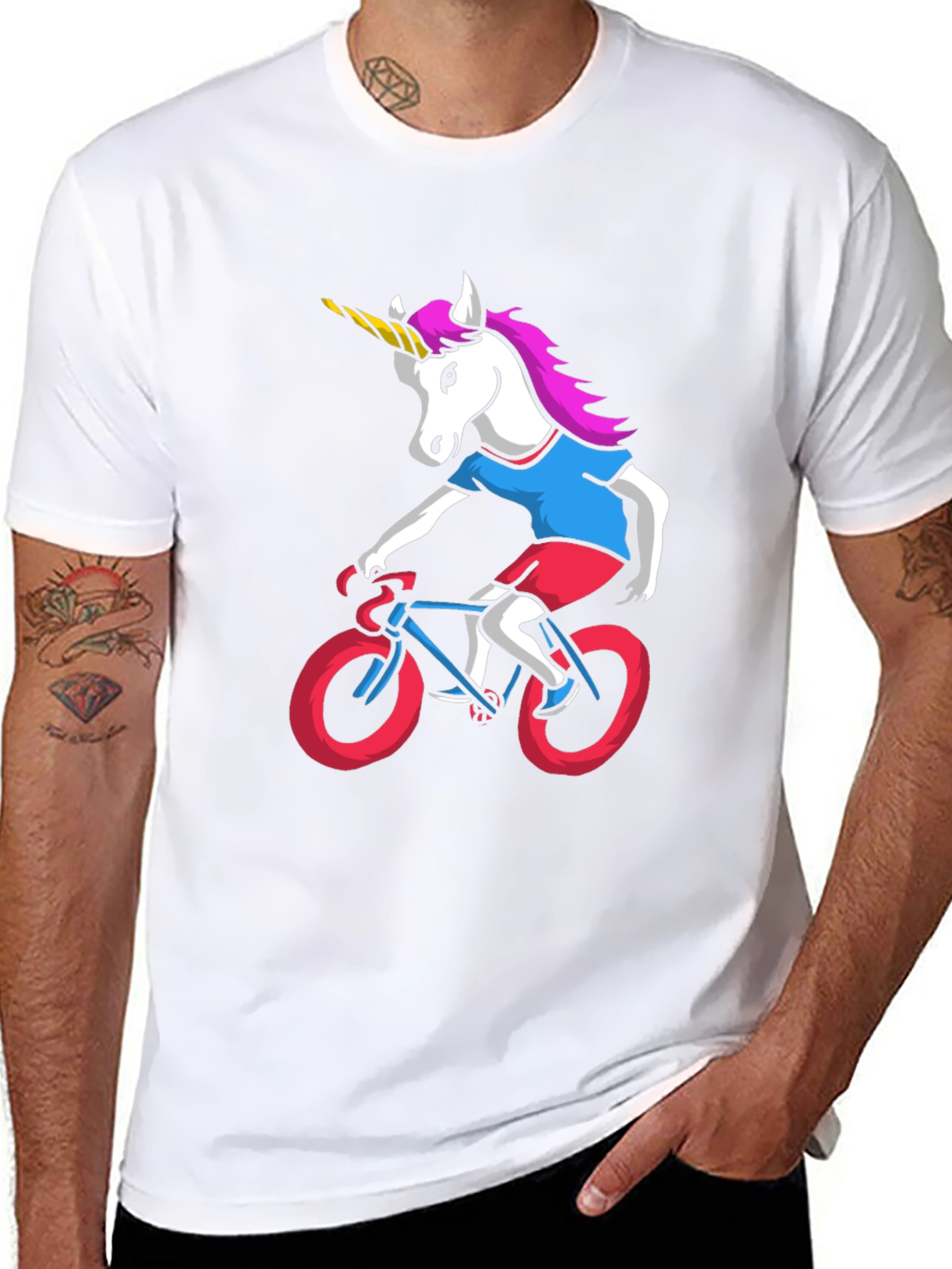 Unicorn Riding Bike Graphic Tee