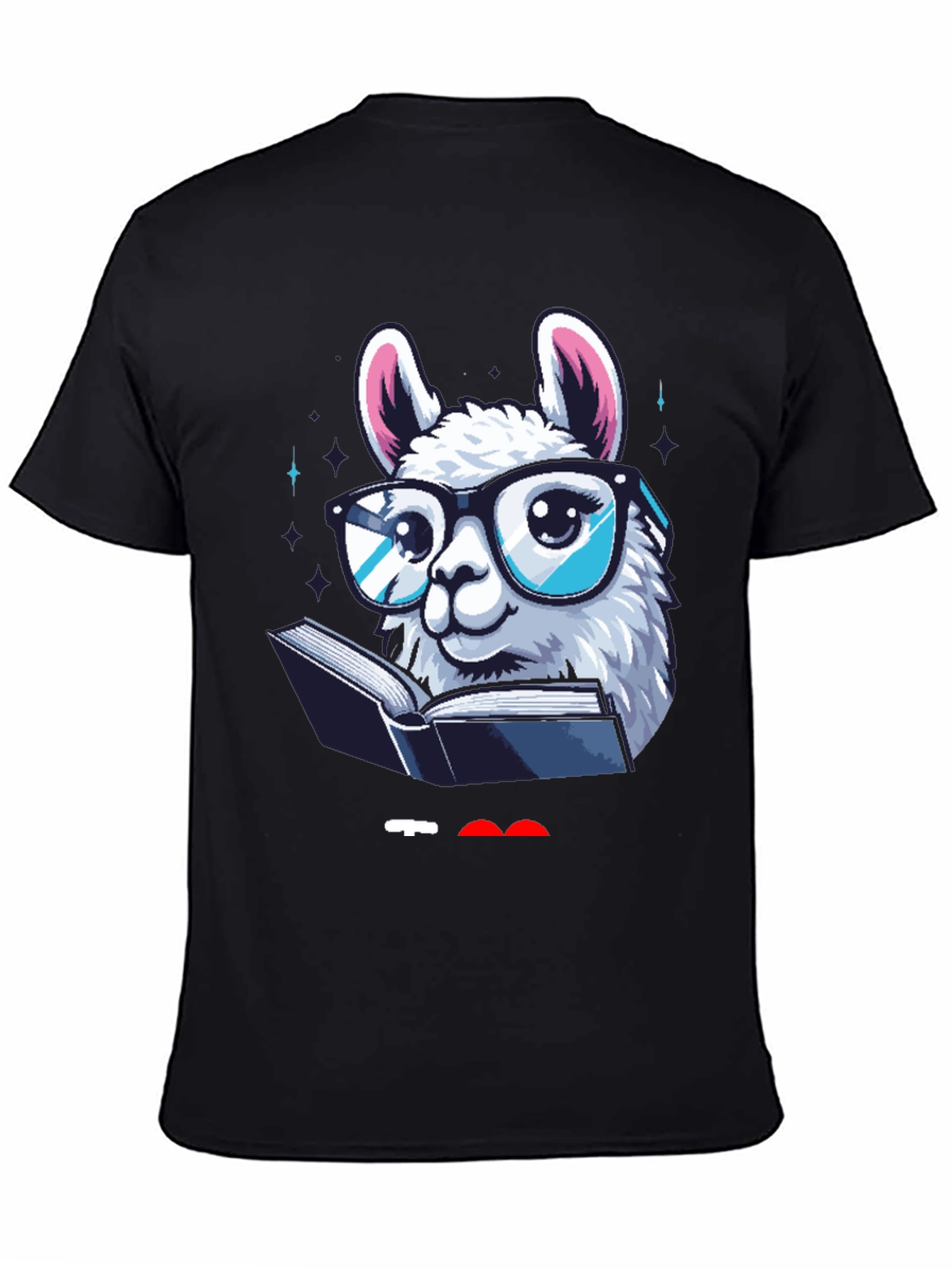 Llama Reader Graphic Tee - Black Cotton Shirt
