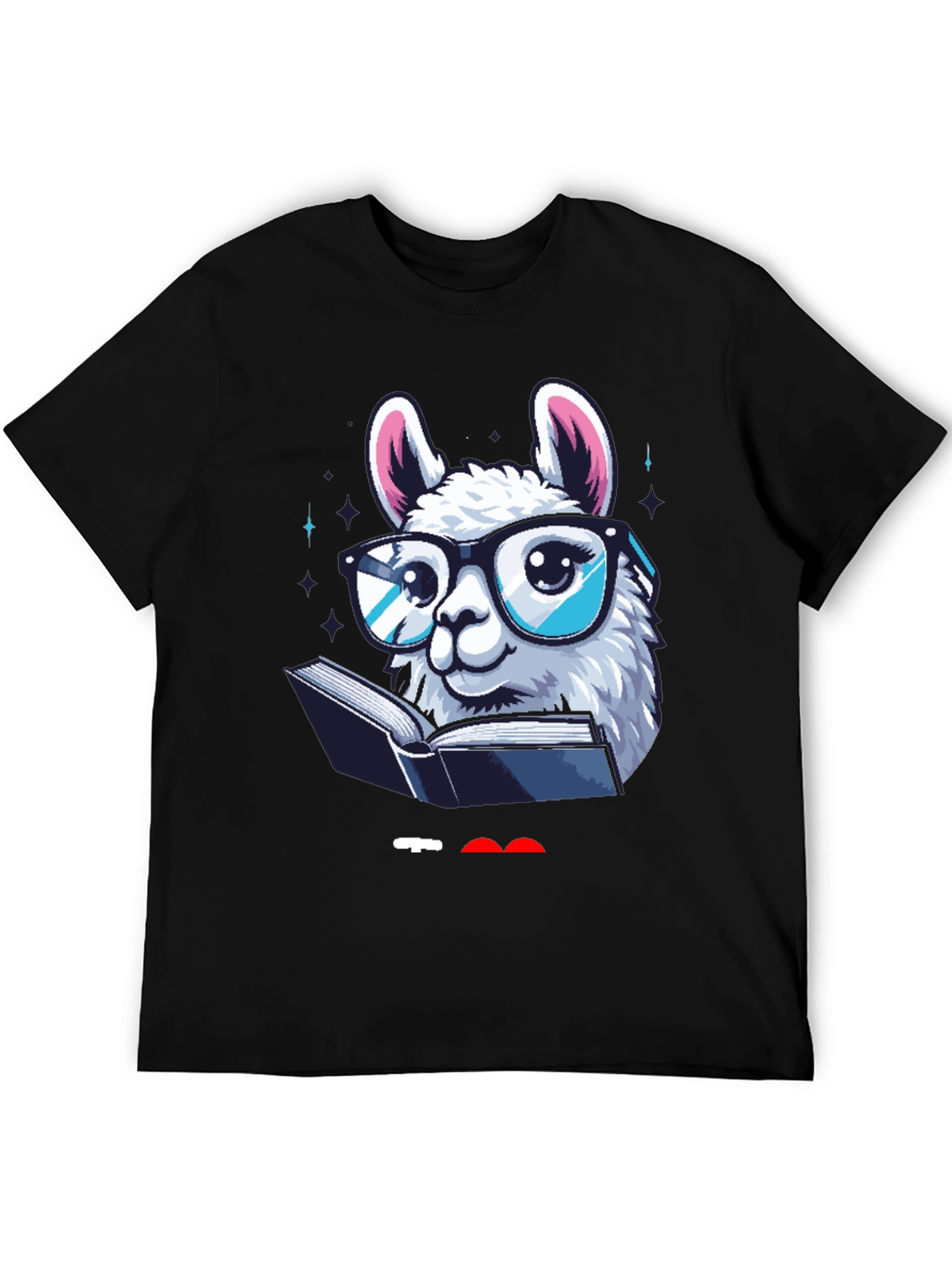 Llama Reader Graphic Tee - Black Cotton Shirt