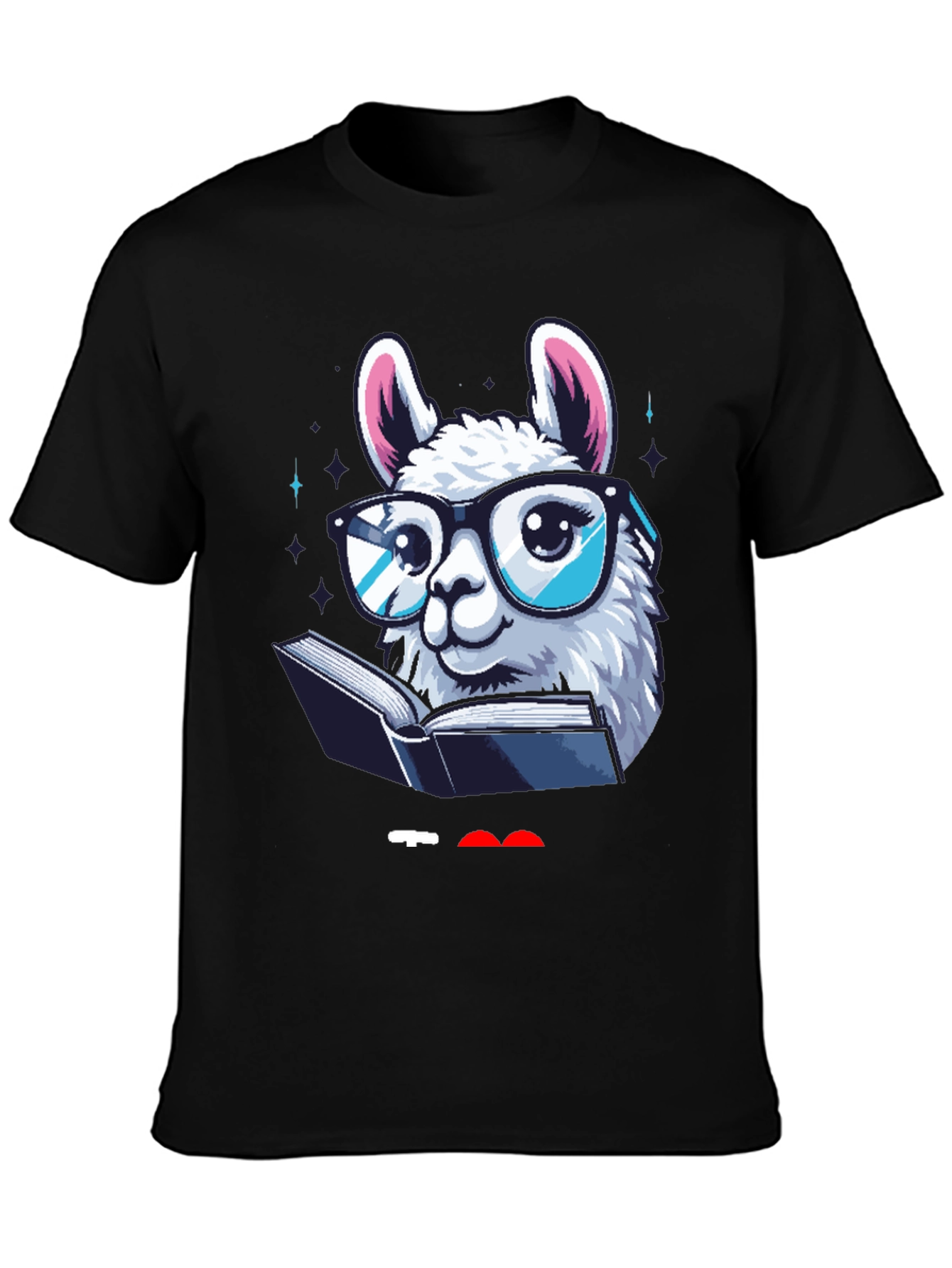 Llama Reader Graphic Tee - Black Cotton Shirt