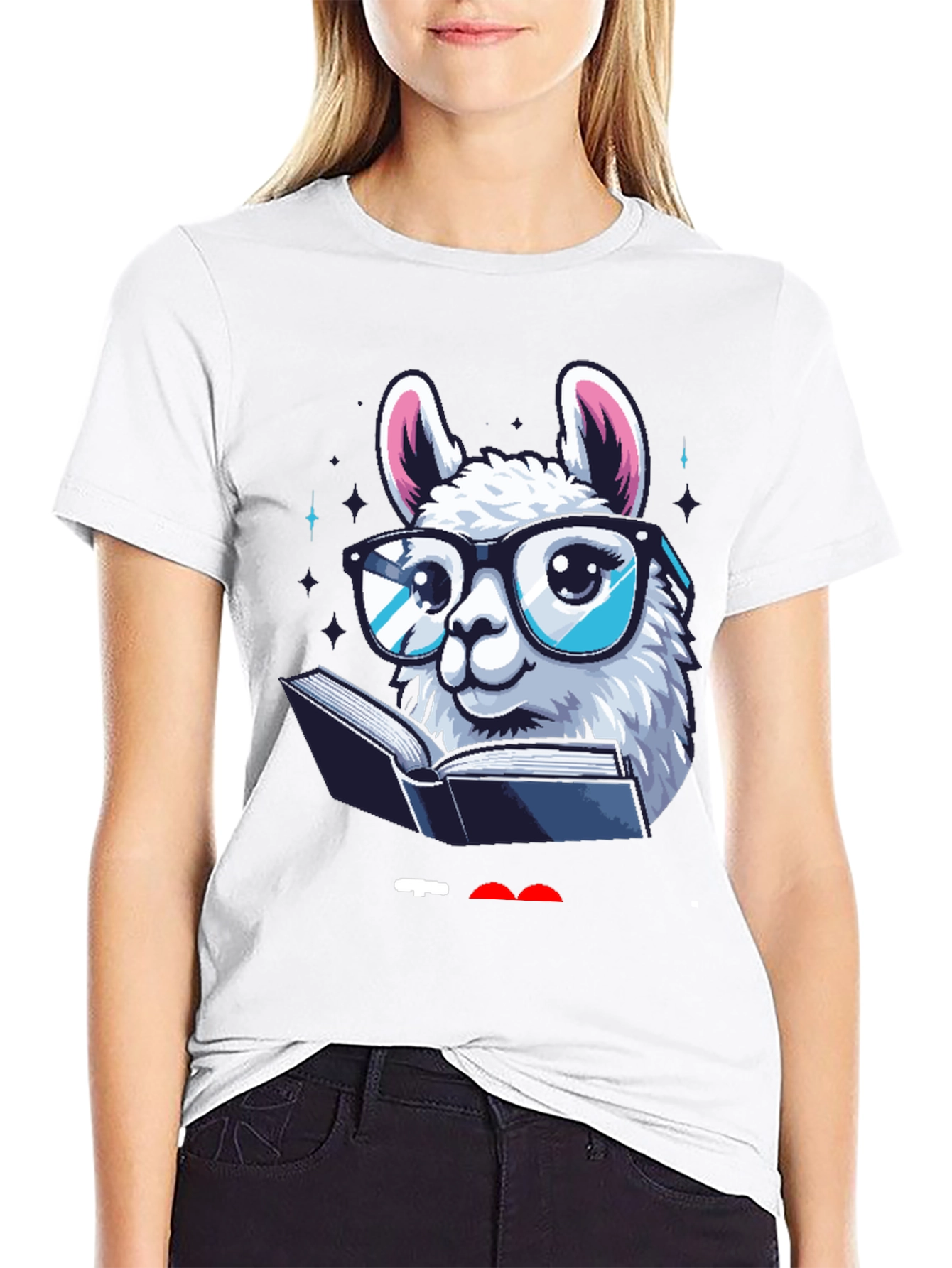 Llama Reader Graphic Tee - Black Cotton Shirt
