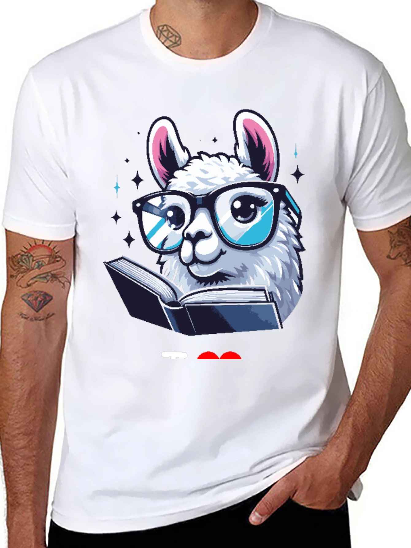 Llama Reader Graphic Tee - Black Cotton Shirt